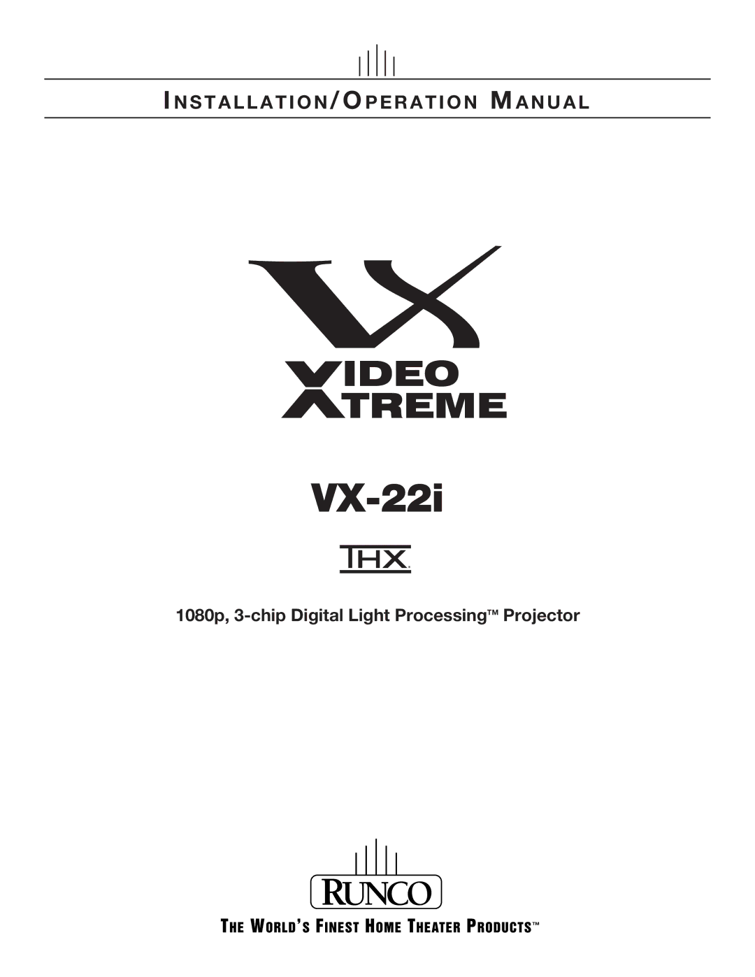 Runco VX-22I operation manual VX-22i 