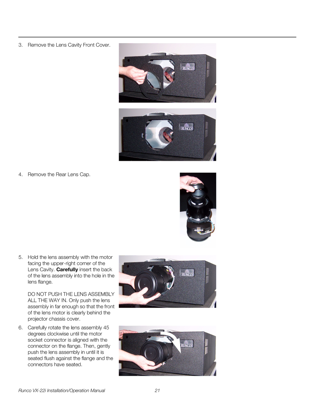 Runco VX-22I operation manual 