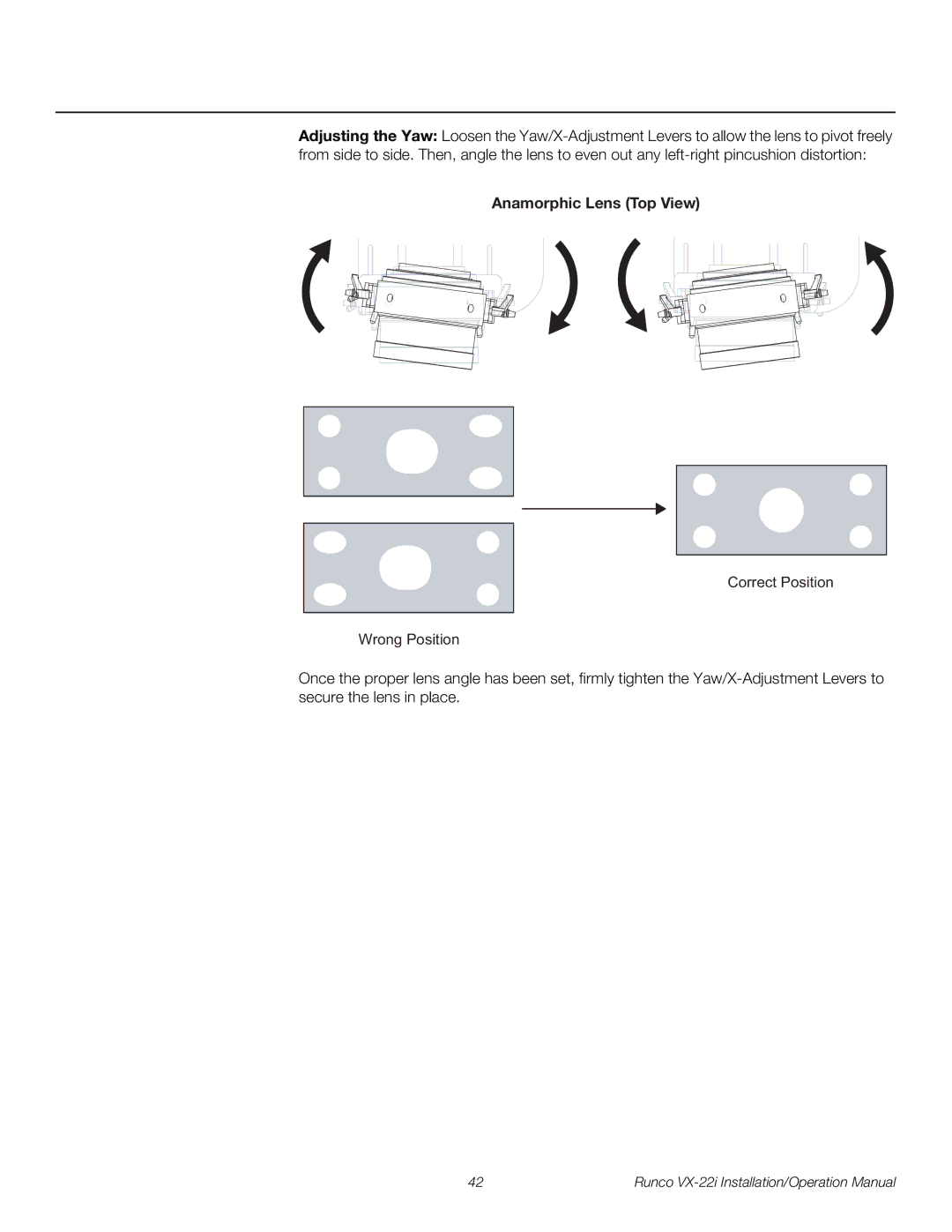 Runco VX-22I operation manual Anamorphic Lens Top View 