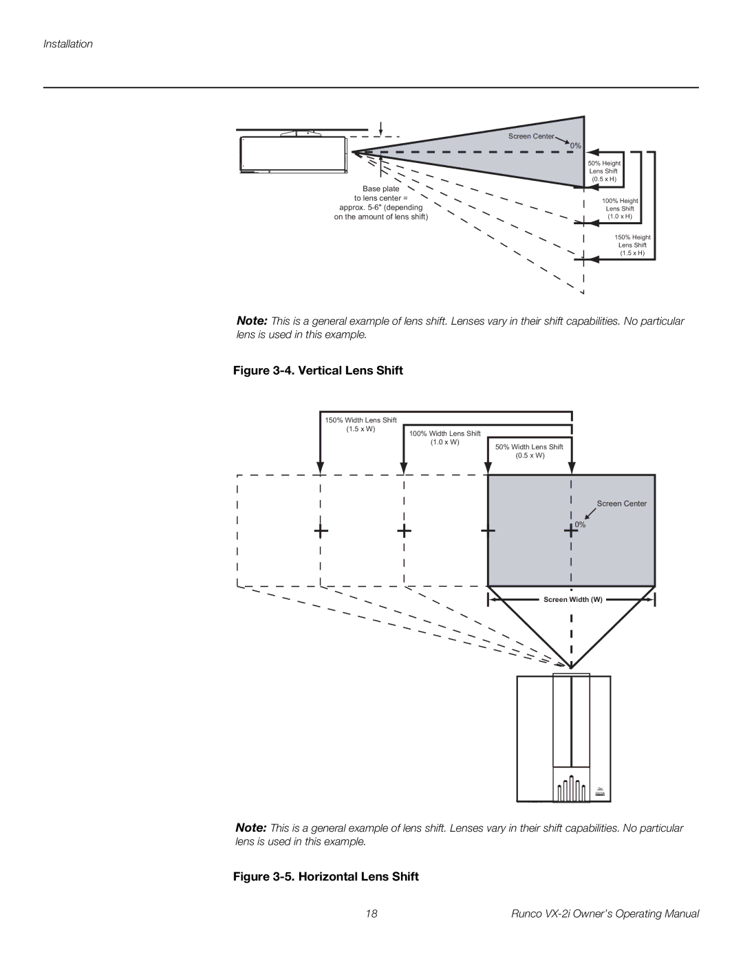 Runco VX-2i manual Vertical Lens Shift 