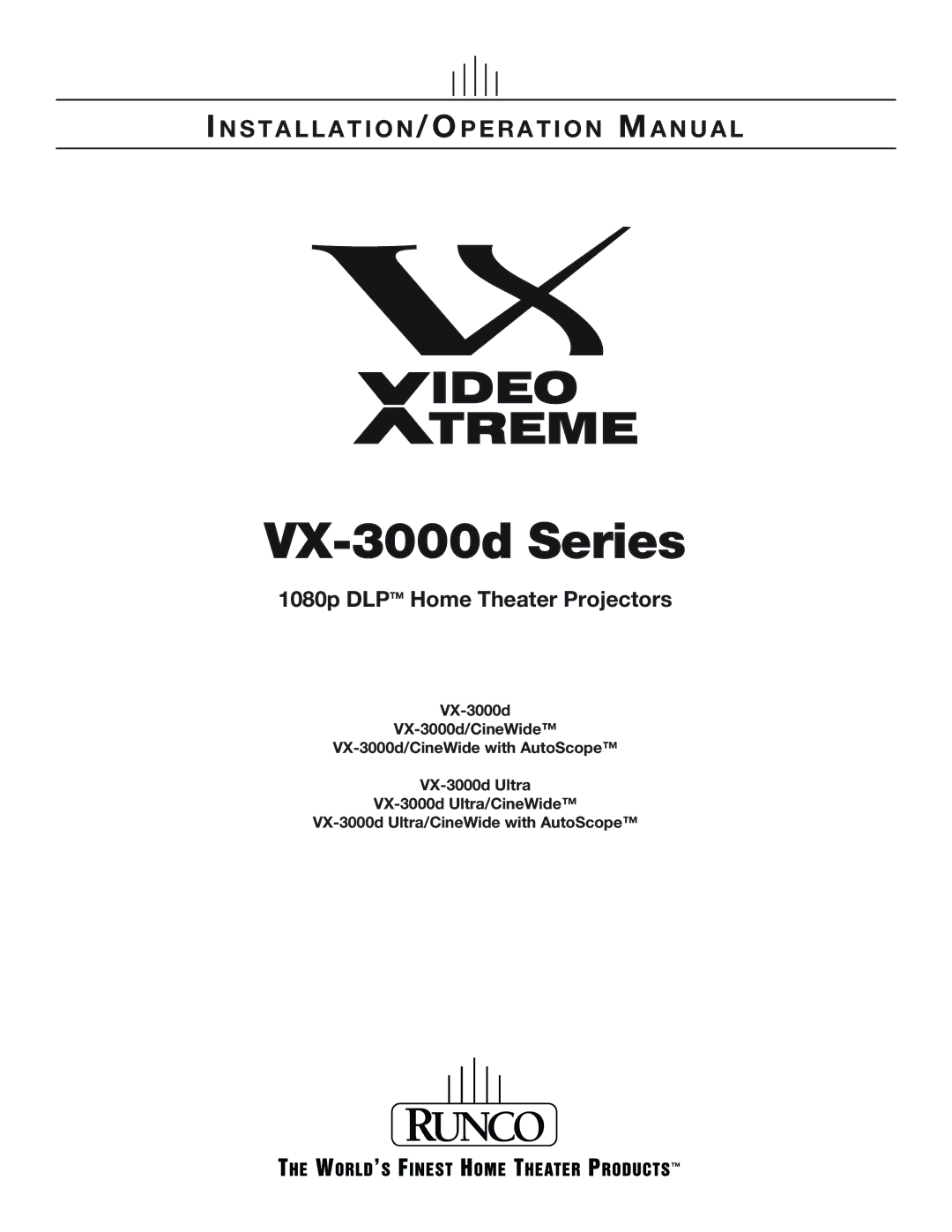 Runco VX-3000D operation manual VX-3000d Series 