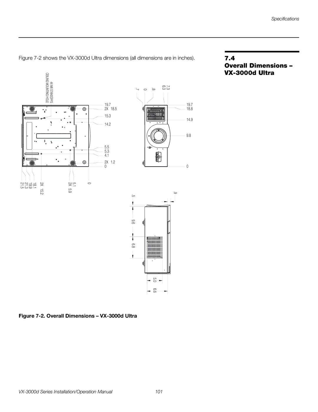 Runco VX-3000D operation manual Overall Dimensions VX-3000d Ultra 