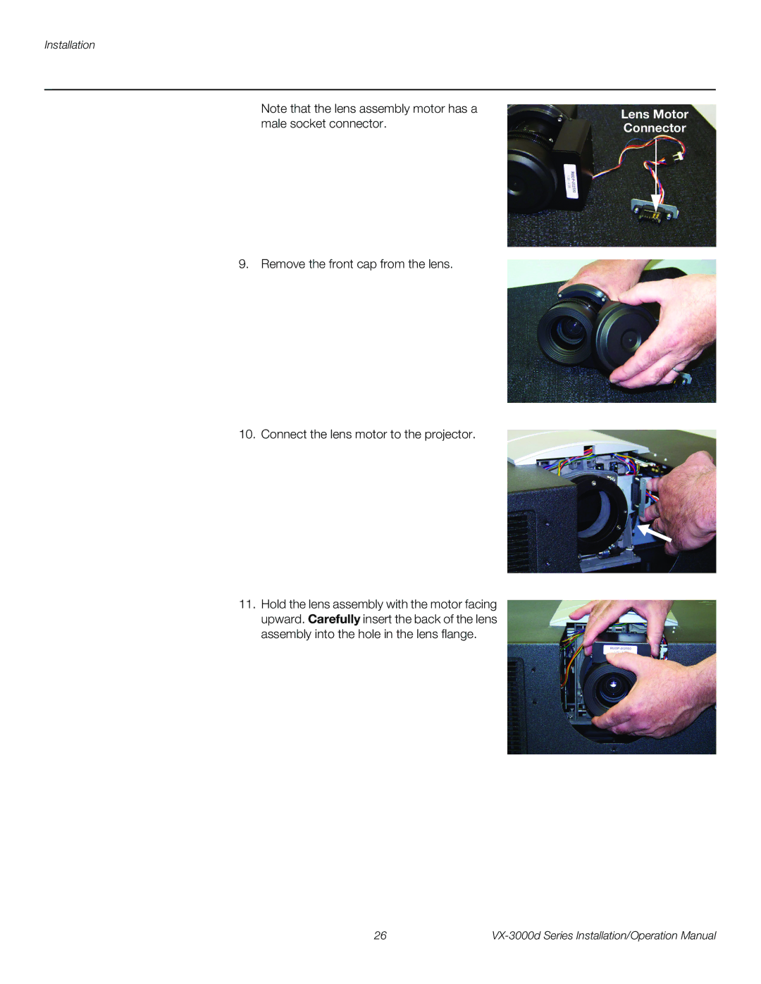 Runco VX-3000D operation manual Lens Motor Connector 