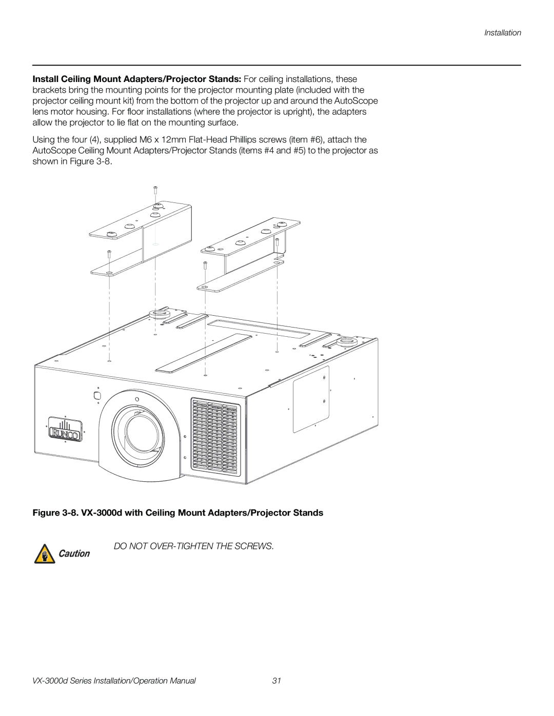 Runco VX-3000D operation manual VX-3000d with Ceiling Mount Adapters/Projector Stands 