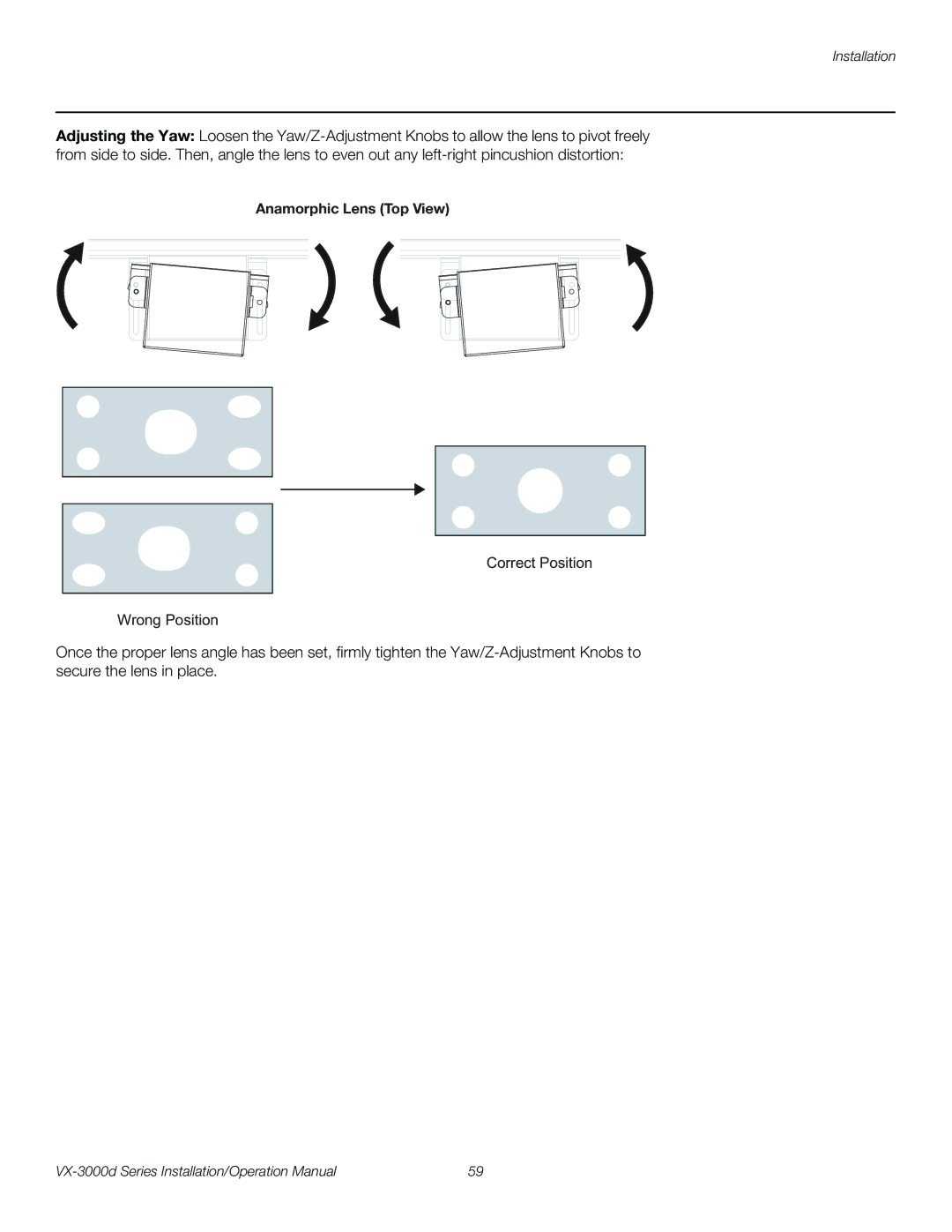 Runco VX-3000D operation manual Anamorphic Lens Top View 