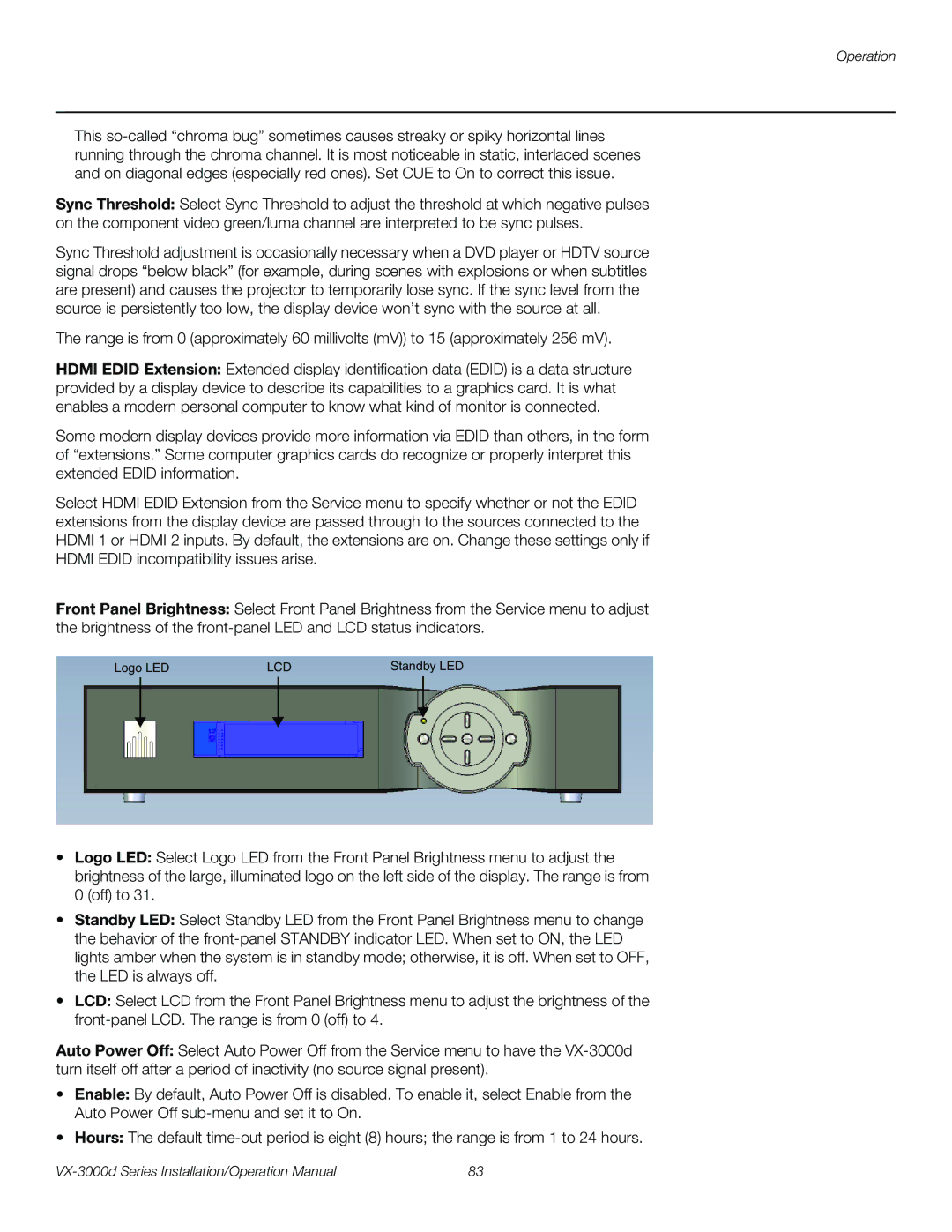 Runco VX-3000D operation manual Lcd 