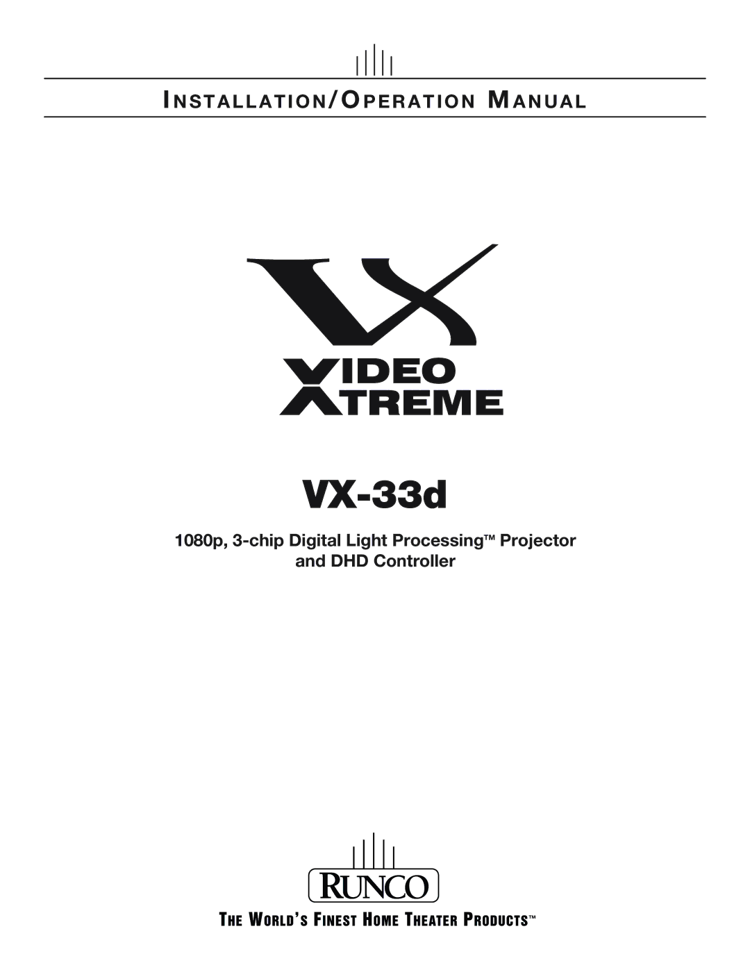 Runco VX-33D operation manual VX-33d 