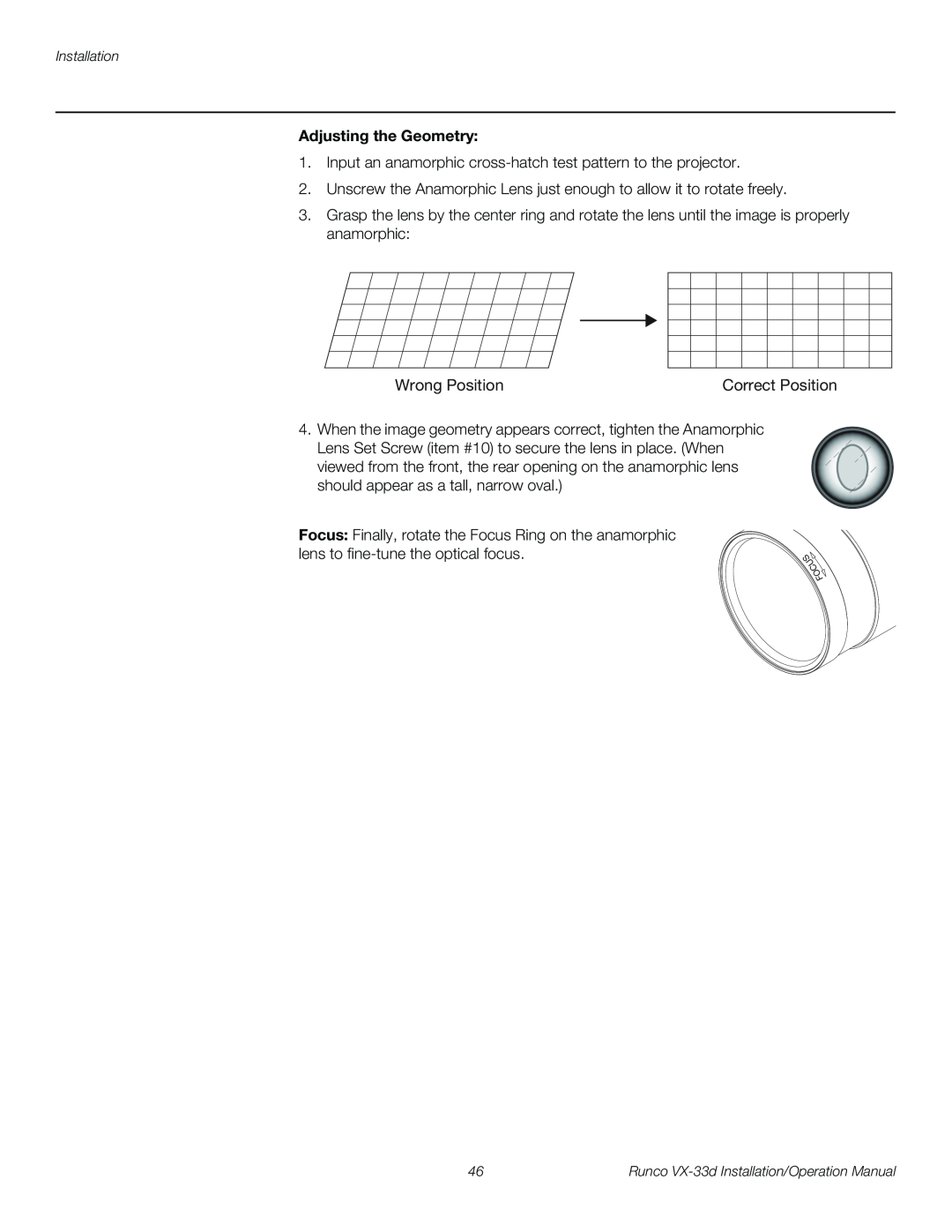 Runco VX-33D operation manual Wrong Position, Adjusting the Geometry 