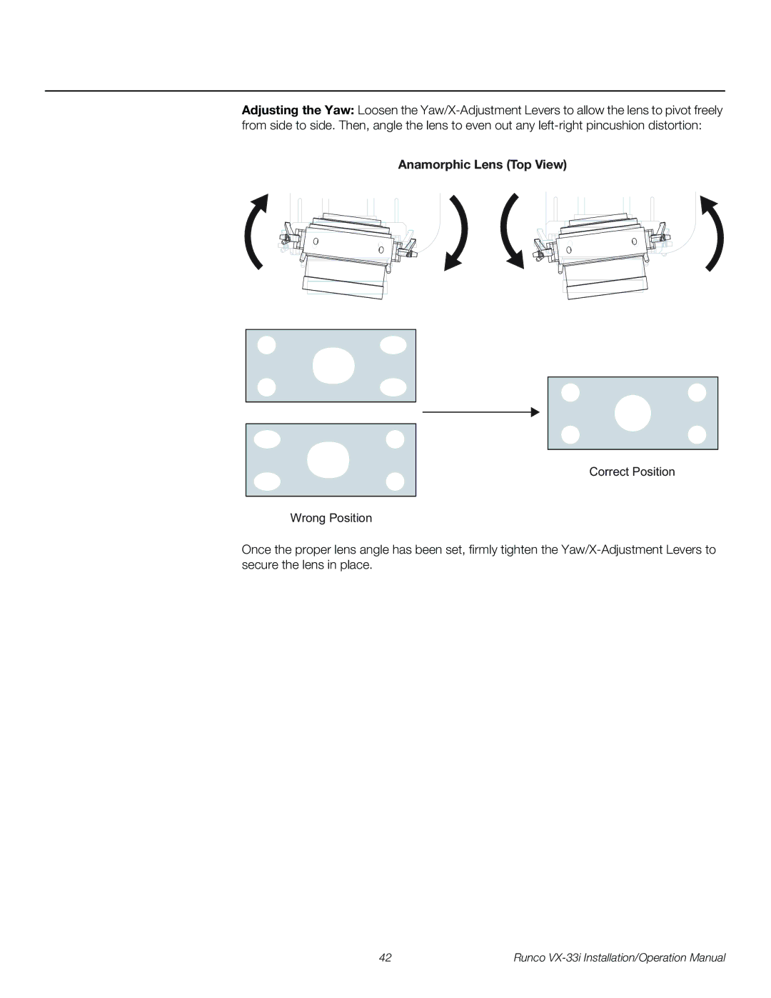 Runco VX-33I operation manual Anamorphic Lens Top View 