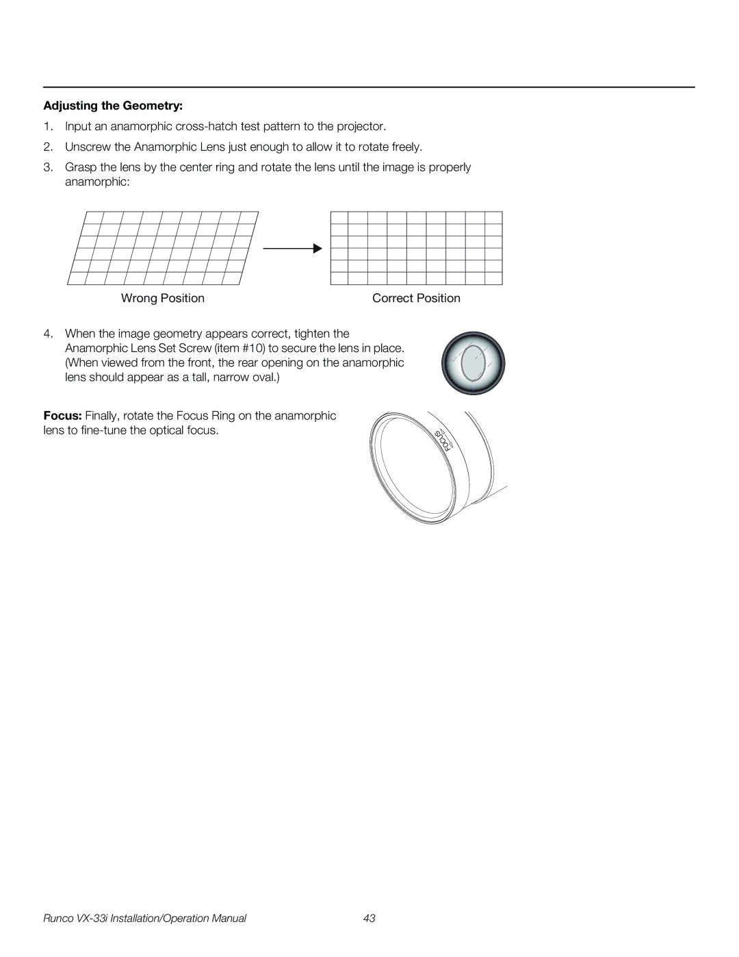 Runco VX-33I operation manual Adjusting the Geometry 