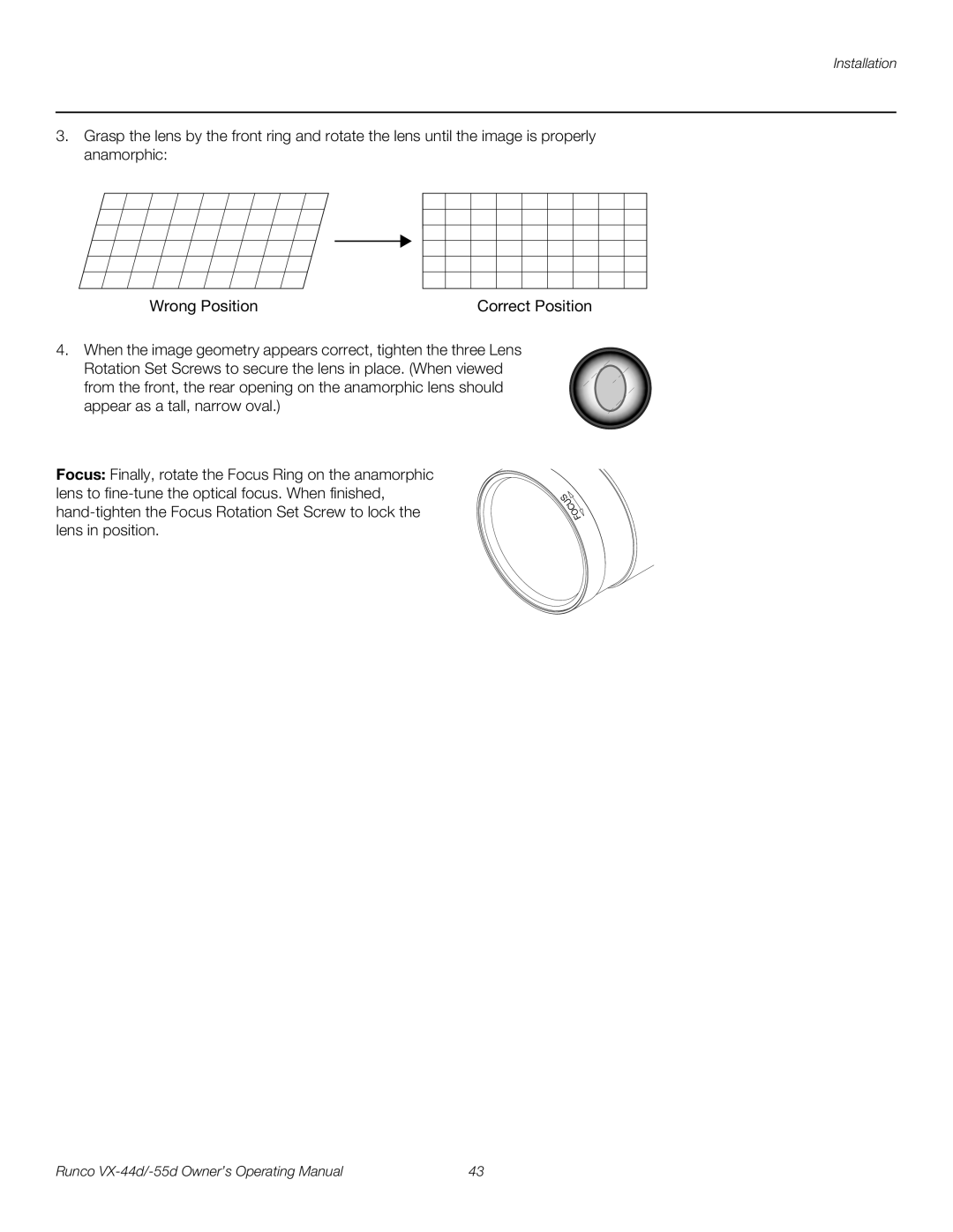 Runco VX-55D, VX-44D manual Wrong Position 