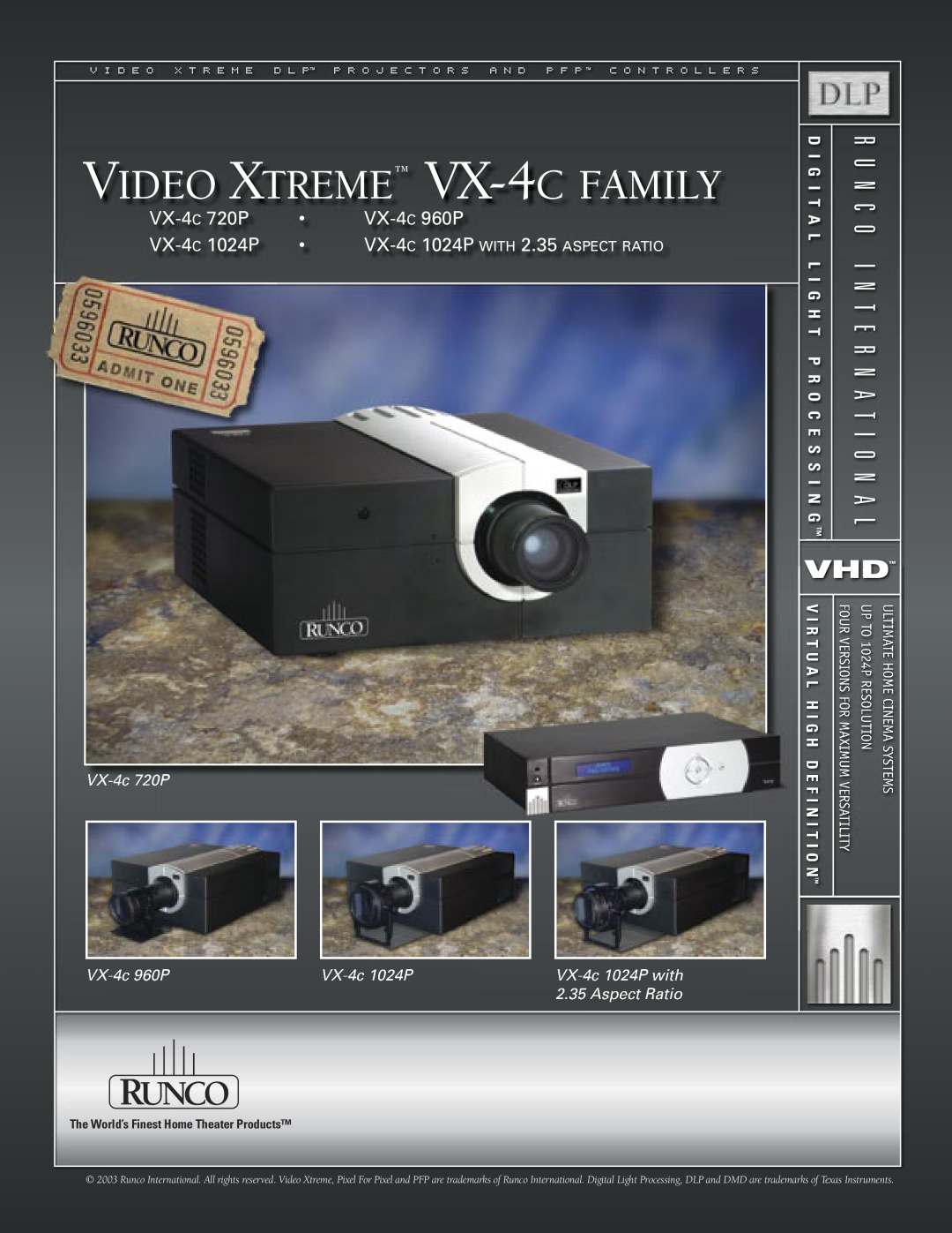 Runco VX-4c 960P manual VIDEO XTREME VX-4C FAMILY, VX-4 C 720P, VX-4 C 960P, VX-4 C 1024P, VX-4c 720P, VX-4c 1024P 