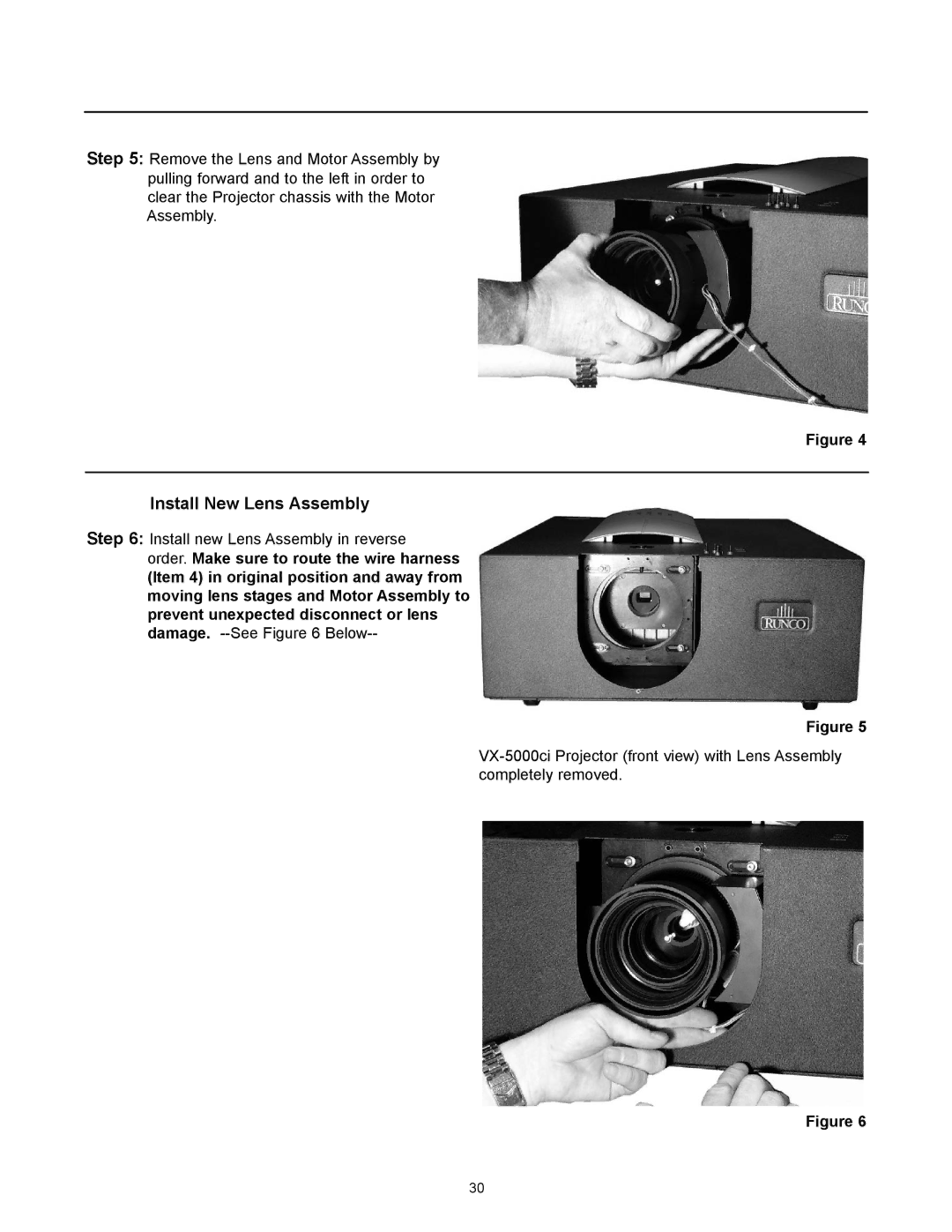 Runco VX-5000ci manual Install New Lens Assembly 