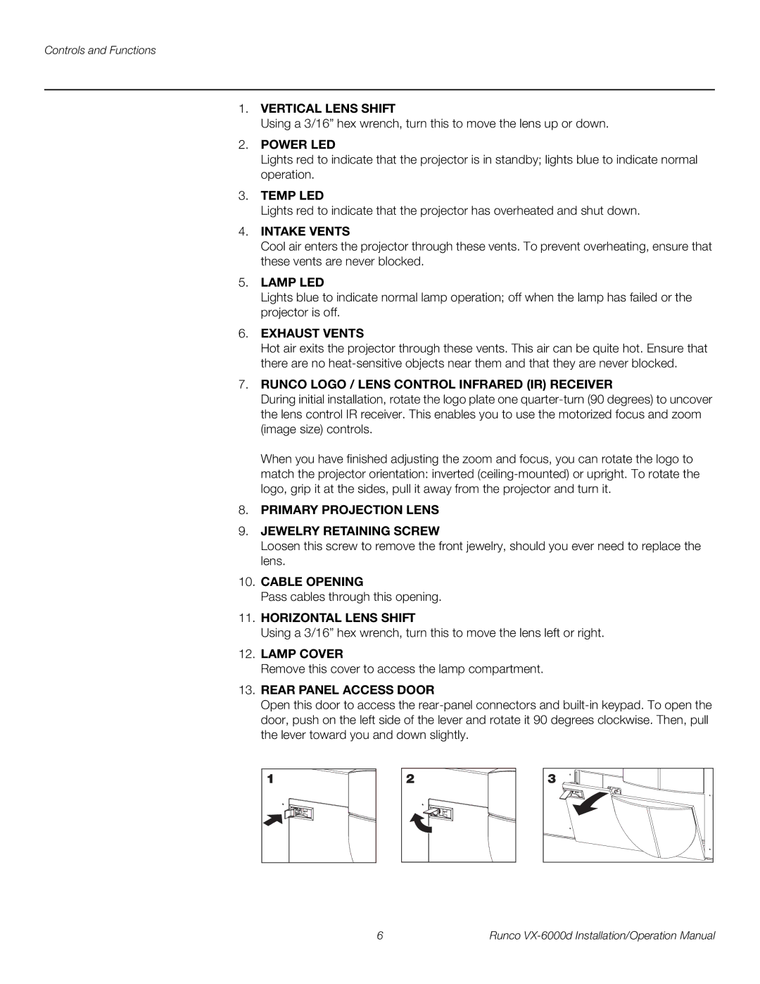 Runco VX-6000D operation manual Vertical Lens Shift 