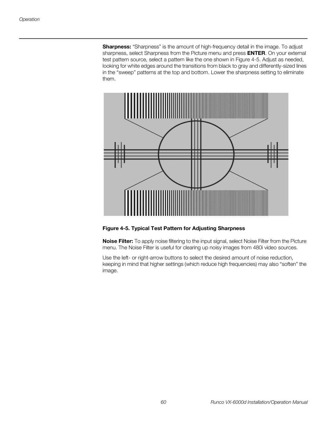 Runco VX-6000D operation manual Typical Test Pattern for Adjusting Sharpness 