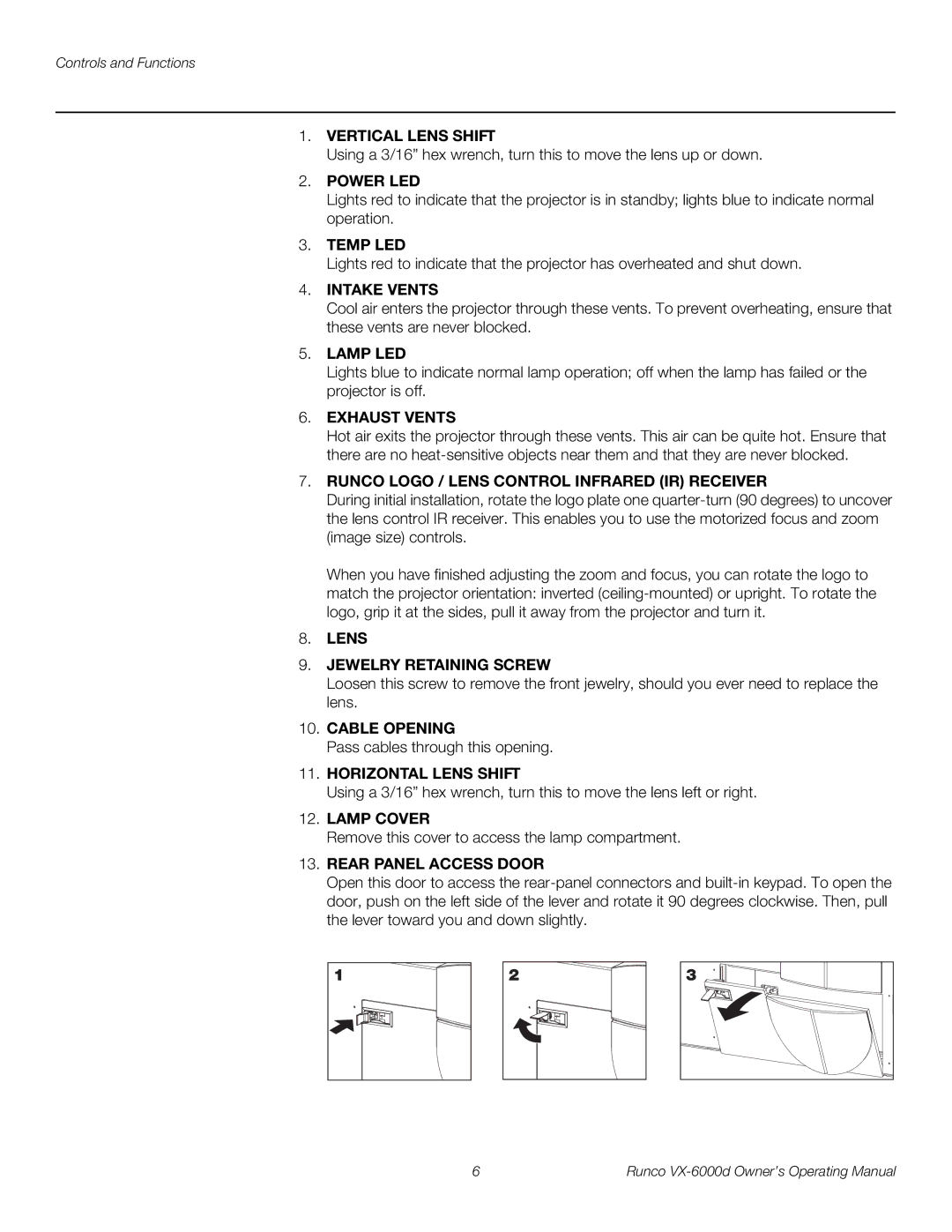 Runco VX-6000D manual Vertical Lens Shift 