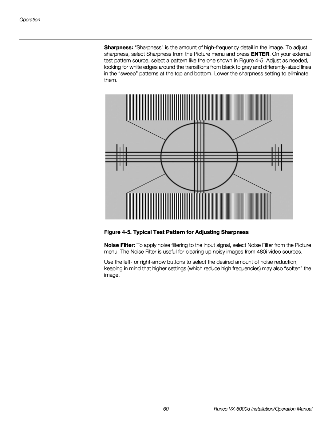 Runco VX-6000D operation manual 5. Typical Test Pattern for Adjusting Sharpness 