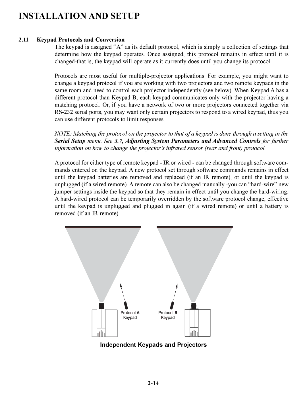 Runco VX-4C, VX-6C manual Keypad Protocols and Conversion, Independent Keypads and Projectors 