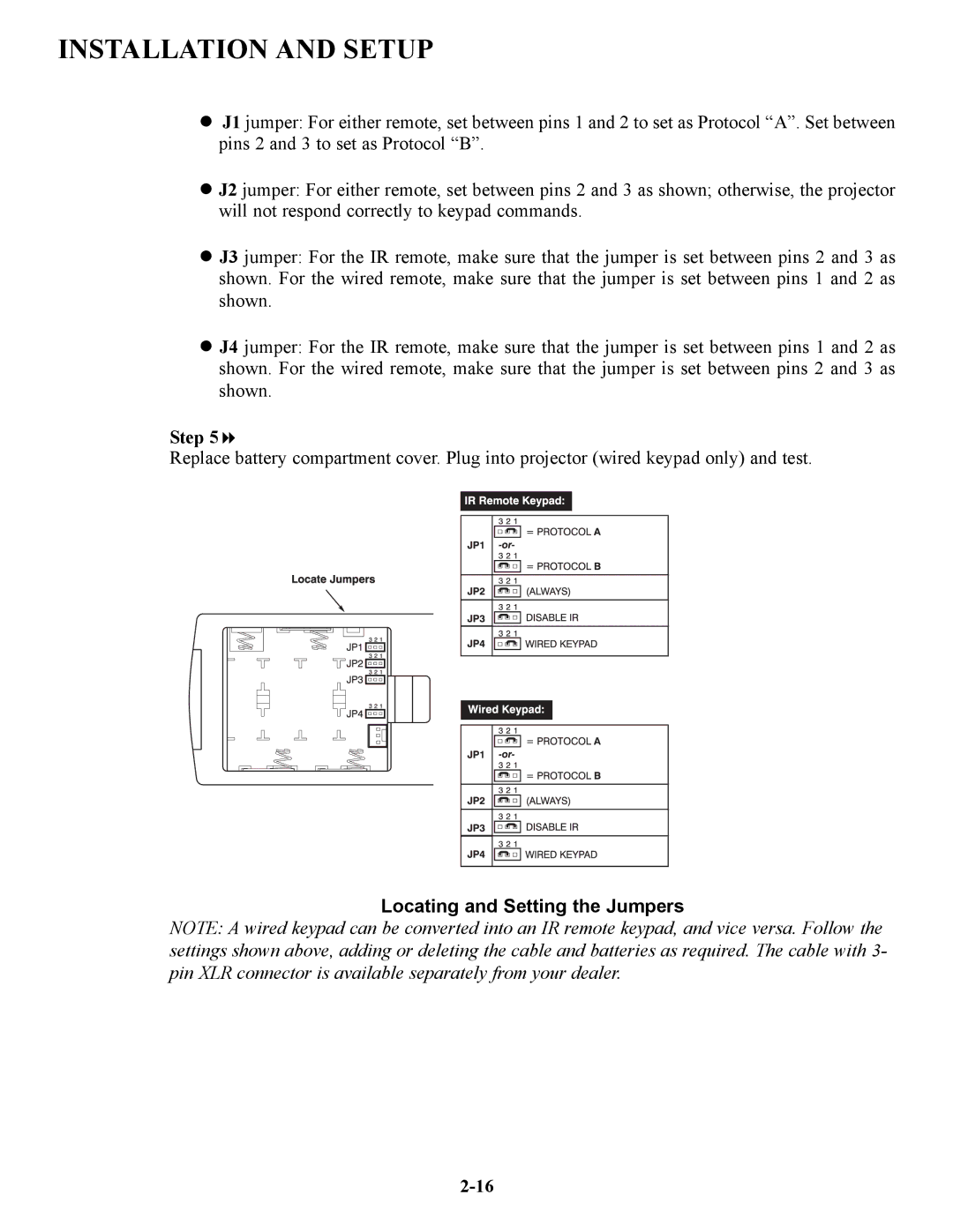 Runco VX-4C, VX-6C manual Locating and Setting the Jumpers 