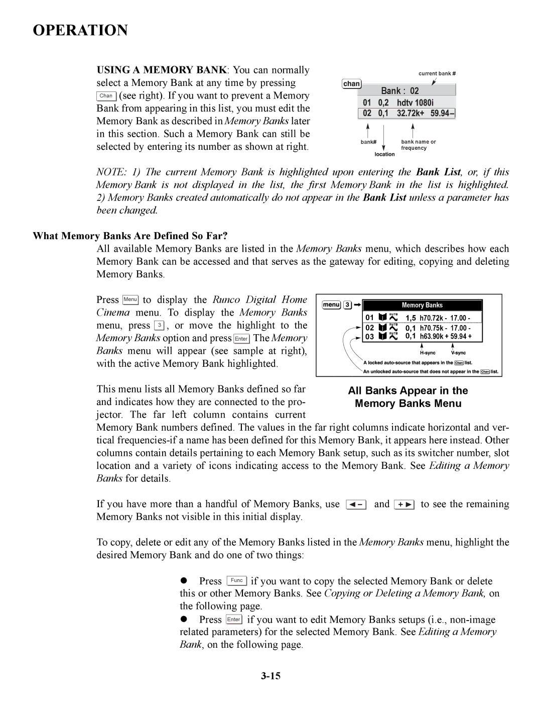 Runco VX-4C, VX-6C manual What Memory Banks Are Defined So Far? 