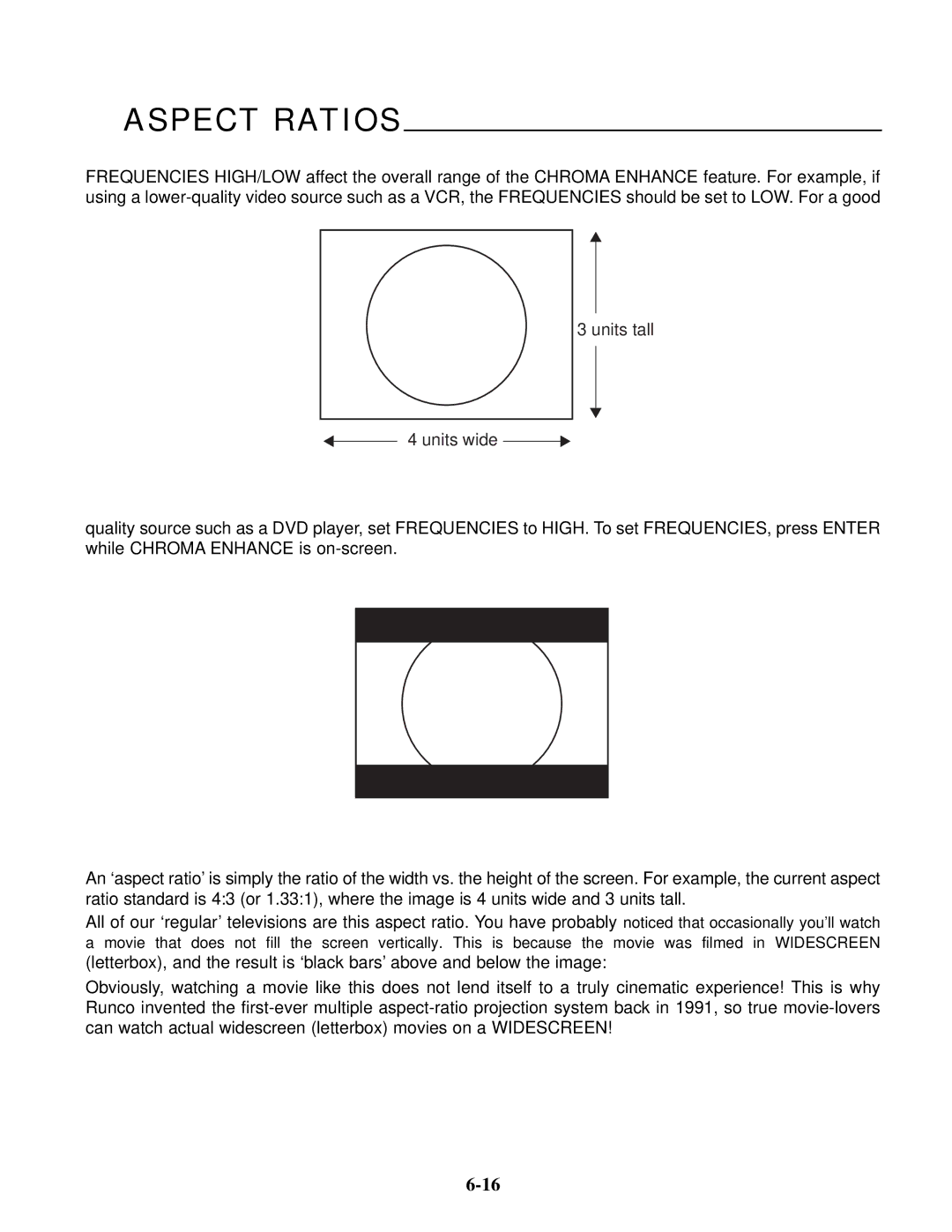 Runco VX-4C, VX-6C manual Aspect Ratios 