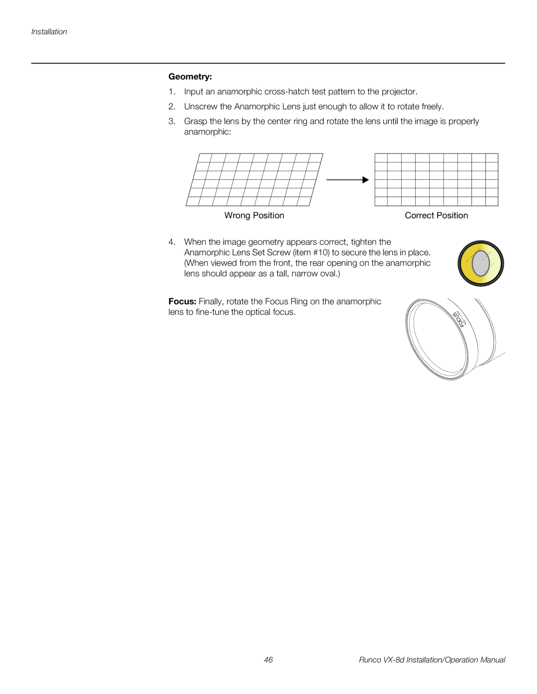 Runco VX-8D operation manual Geometry 