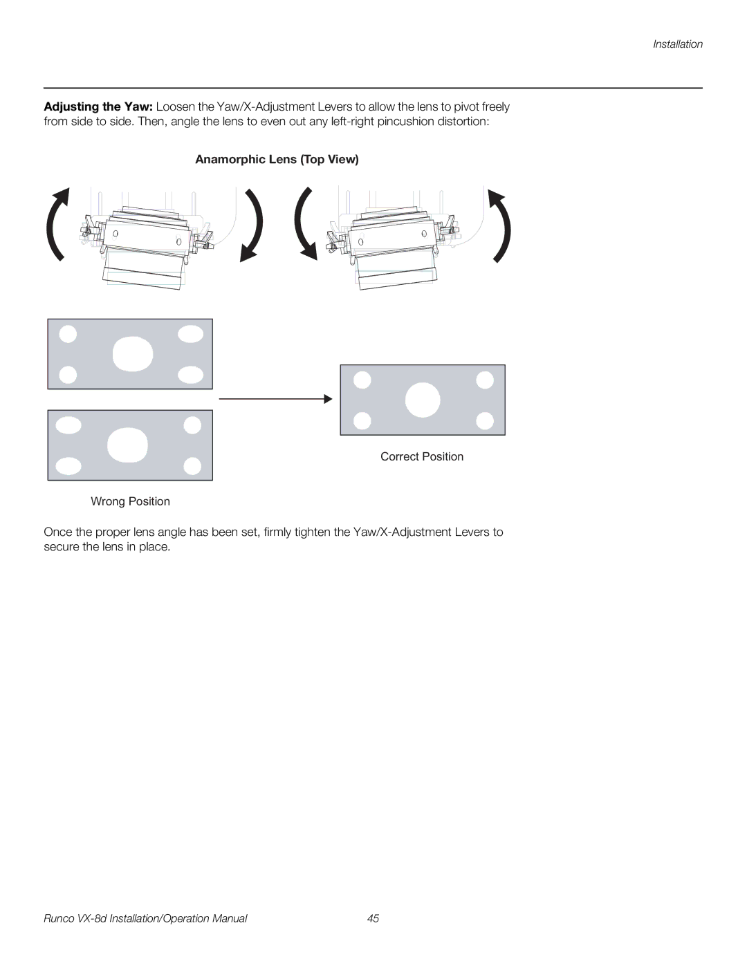 Runco VX-8D operation manual Anamorphic Lens Top View 