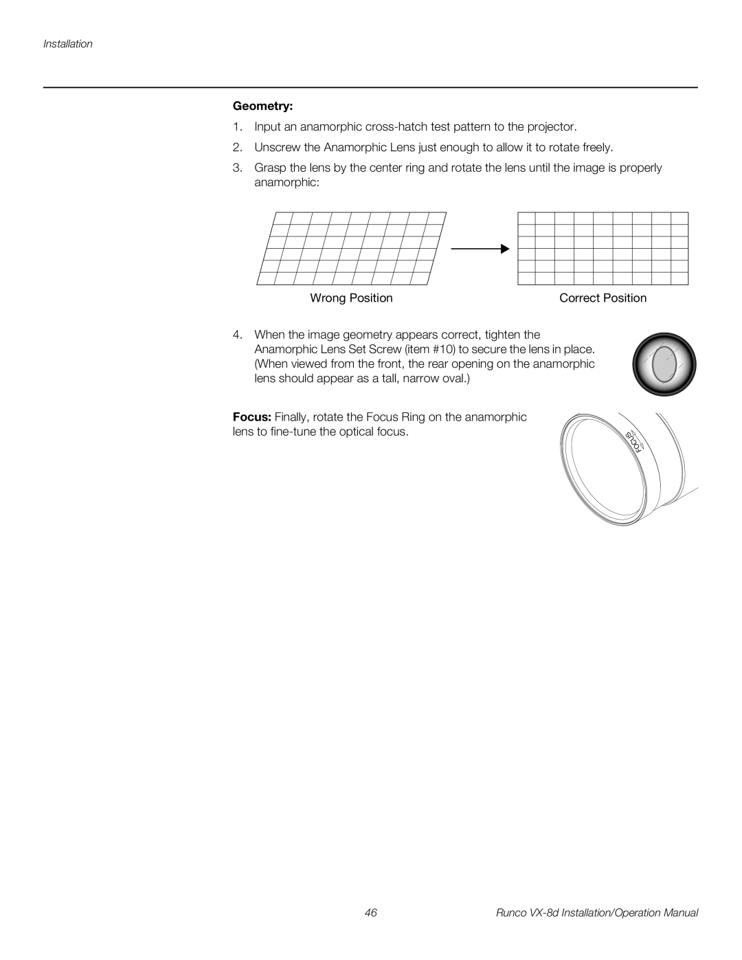 Runco VX-8D operation manual Geometry 