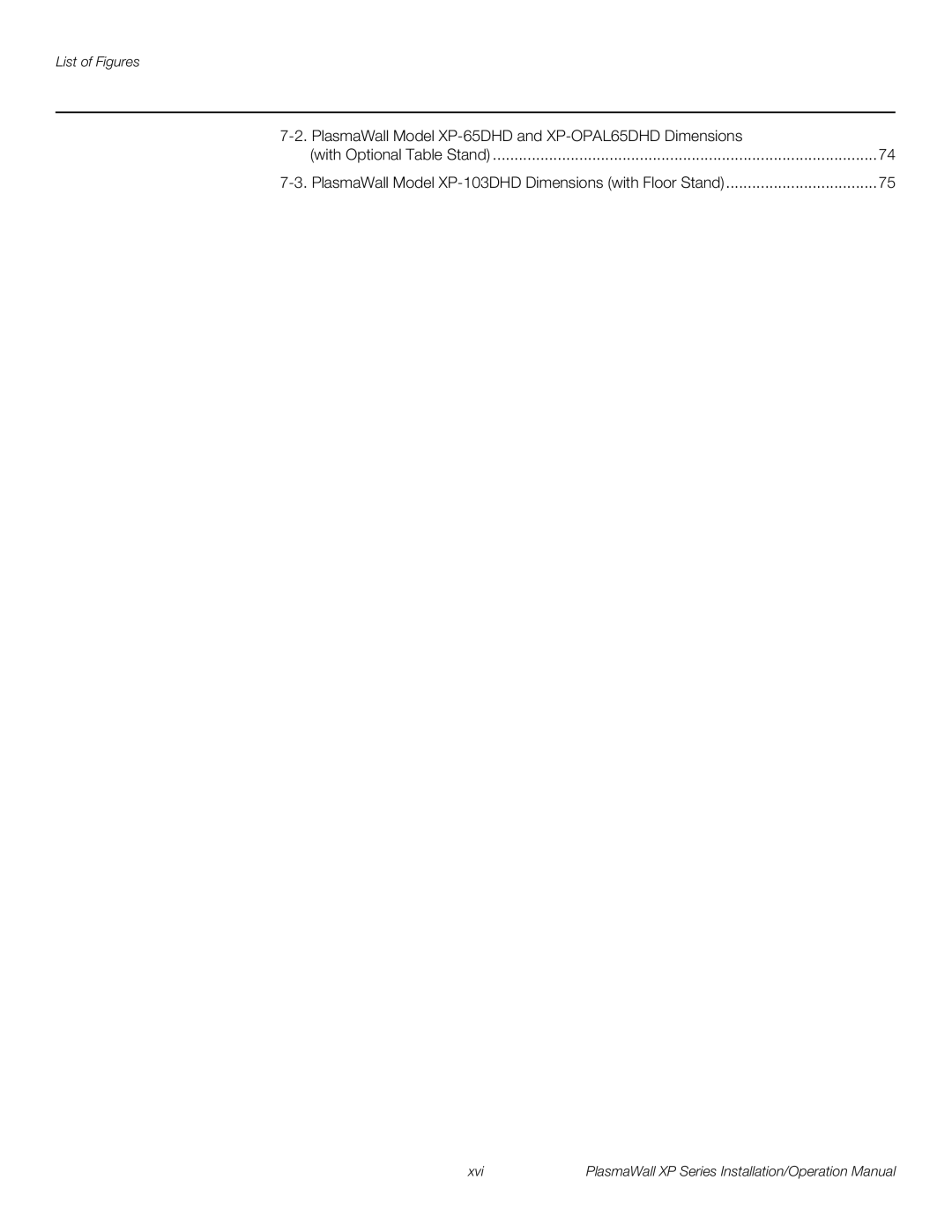 Runco XP-50DHD, XP-103DHD, XP-OPAL50DHD operation manual PlasmaWall Model XP-65DHD and XP-OPAL65DHD Dimensions 