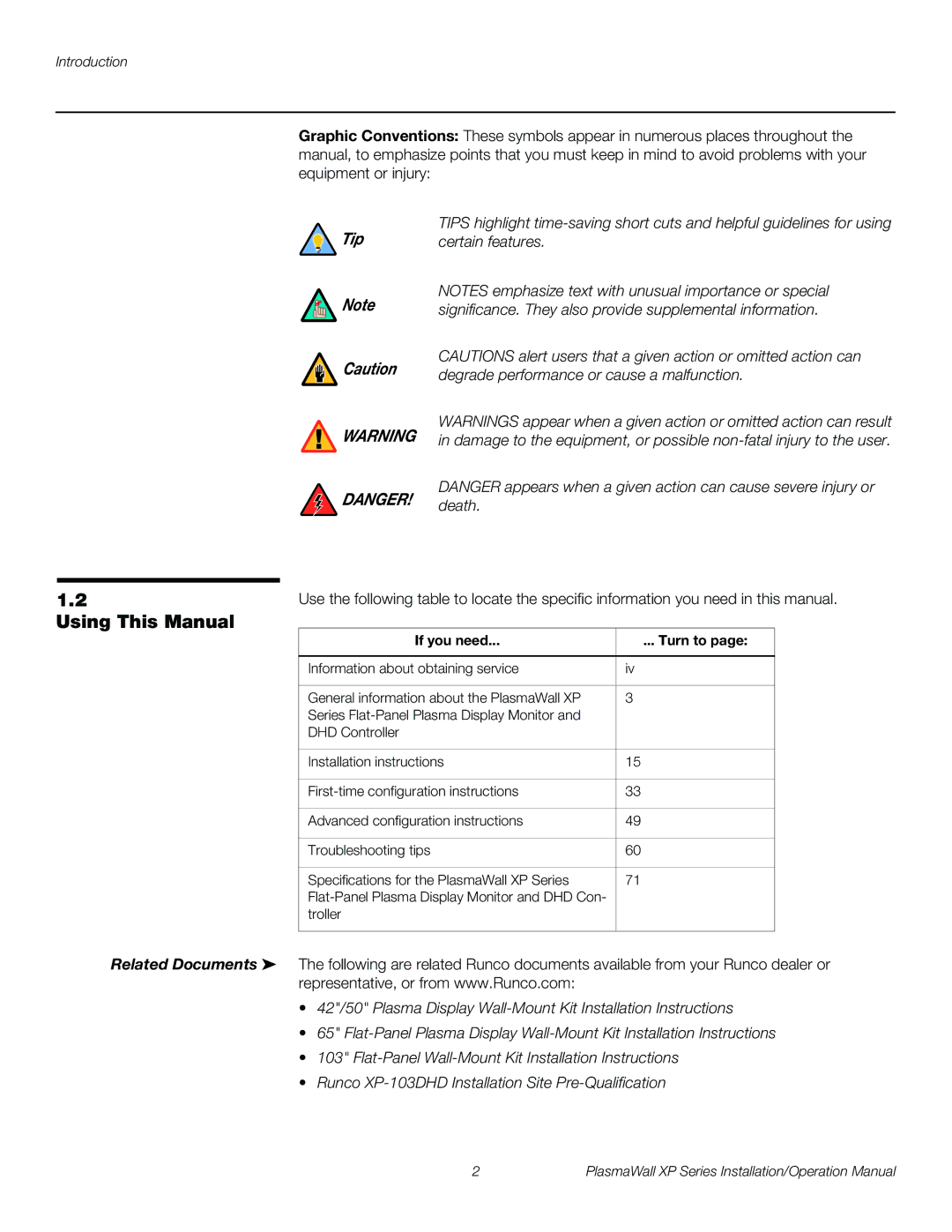 Runco XP-OPAL65DHD, XP-50DHD, XP-103DHD, XP-OPAL50DHD operation manual Using This Manual, If you need Turn to 