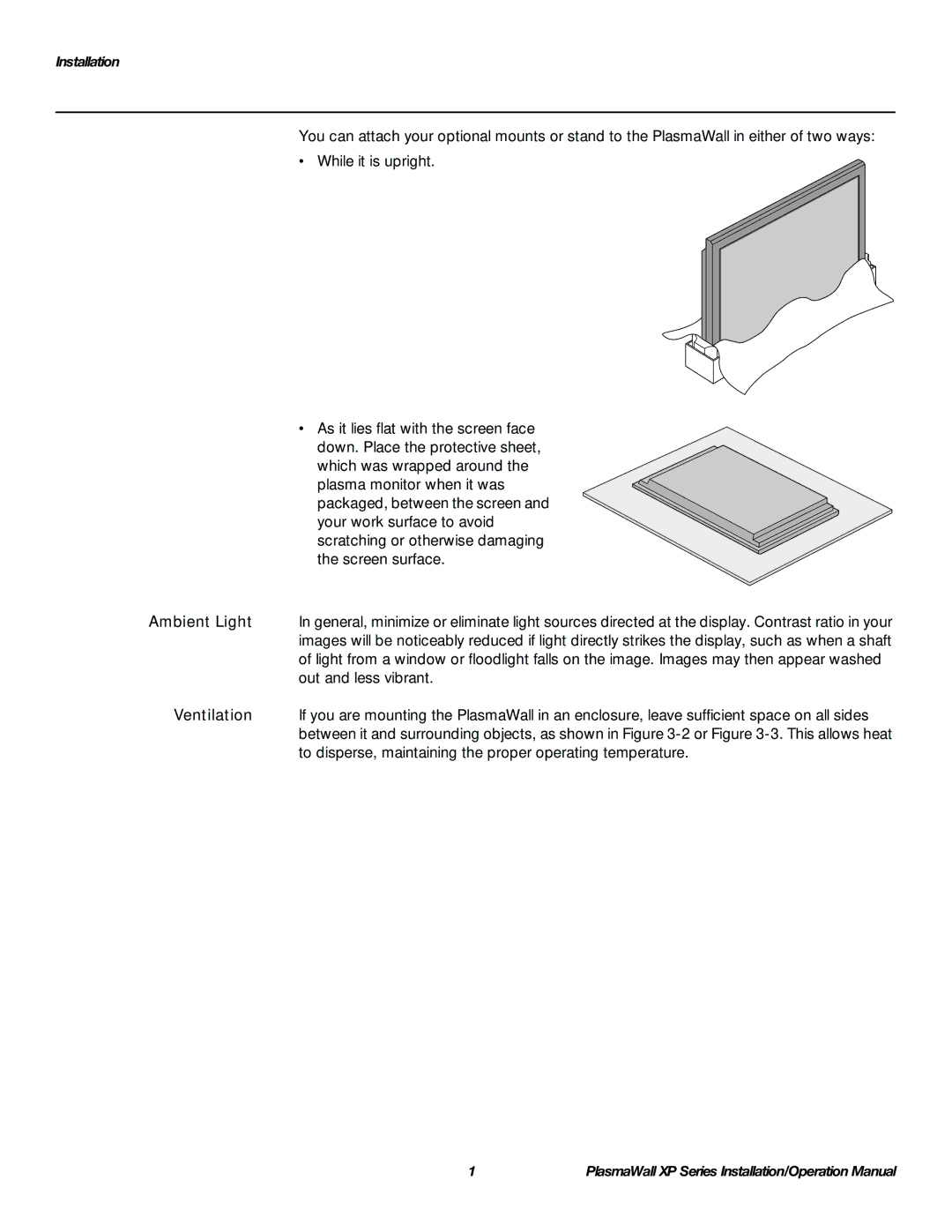 Runco XP-OPAL65DHD, XP-50DHD, XP-103DHD, XP-OPAL50DHD operation manual Ambient Light, Ventilation 