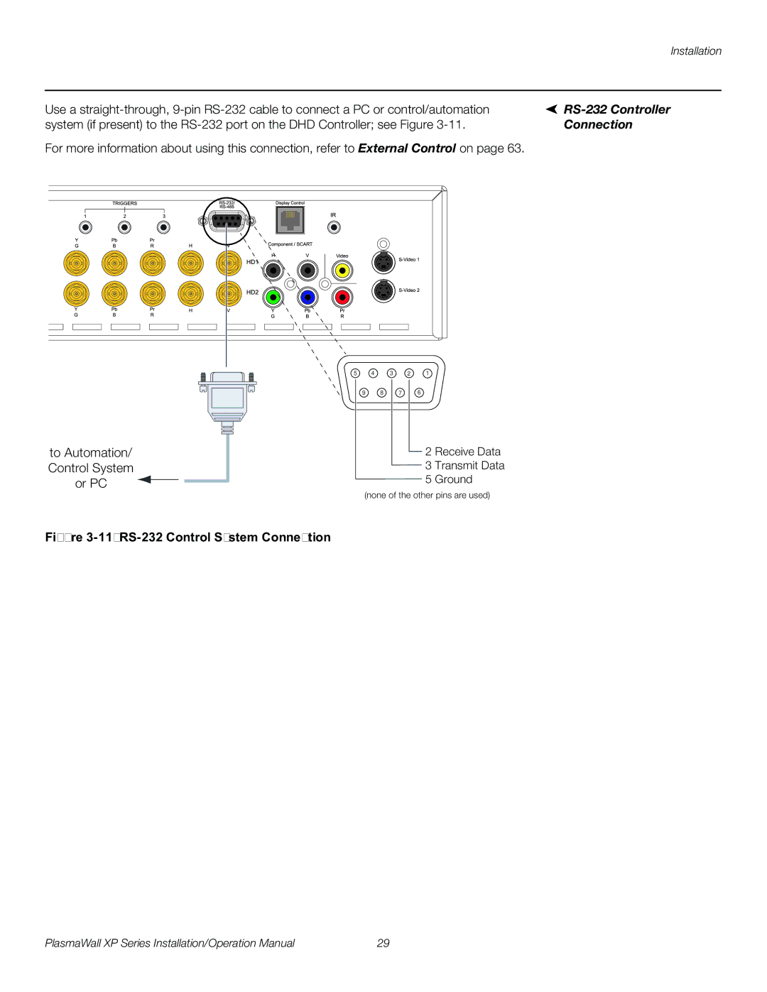 Runco XP-103DHD, XP-50DHD, XP-OPAL65DHD, XP-OPAL50DHD operation manual RS-232 Controller, Connection 