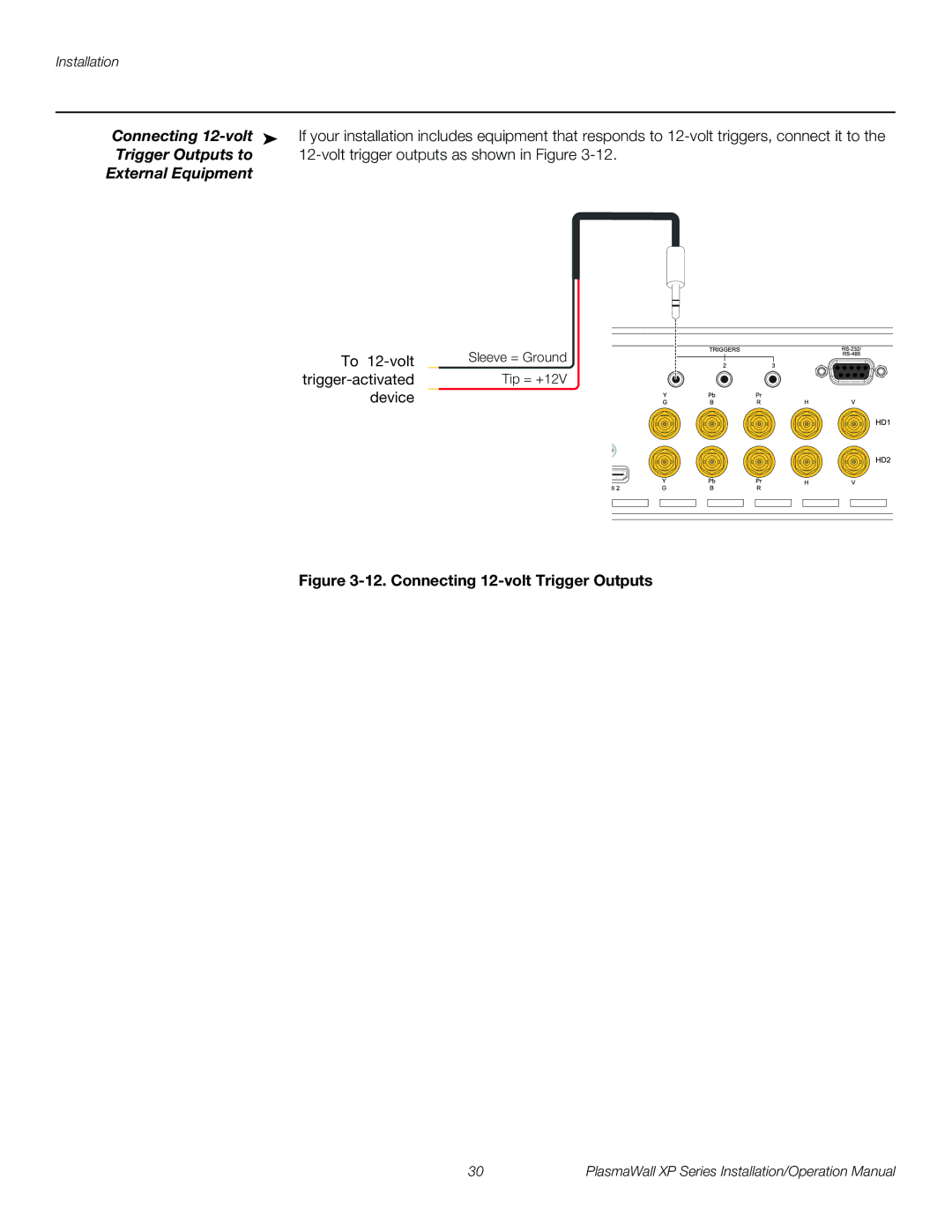 Runco XP-OPAL65DHD, XP-50DHD, XP-103DHD, XP-OPAL50DHD operation manual Connecting 12-volt Trigger Outputs 