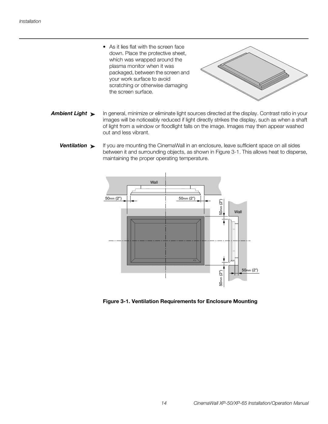 Runco XP-65, XP-50 operation manual Ambient Light, Ventilation 