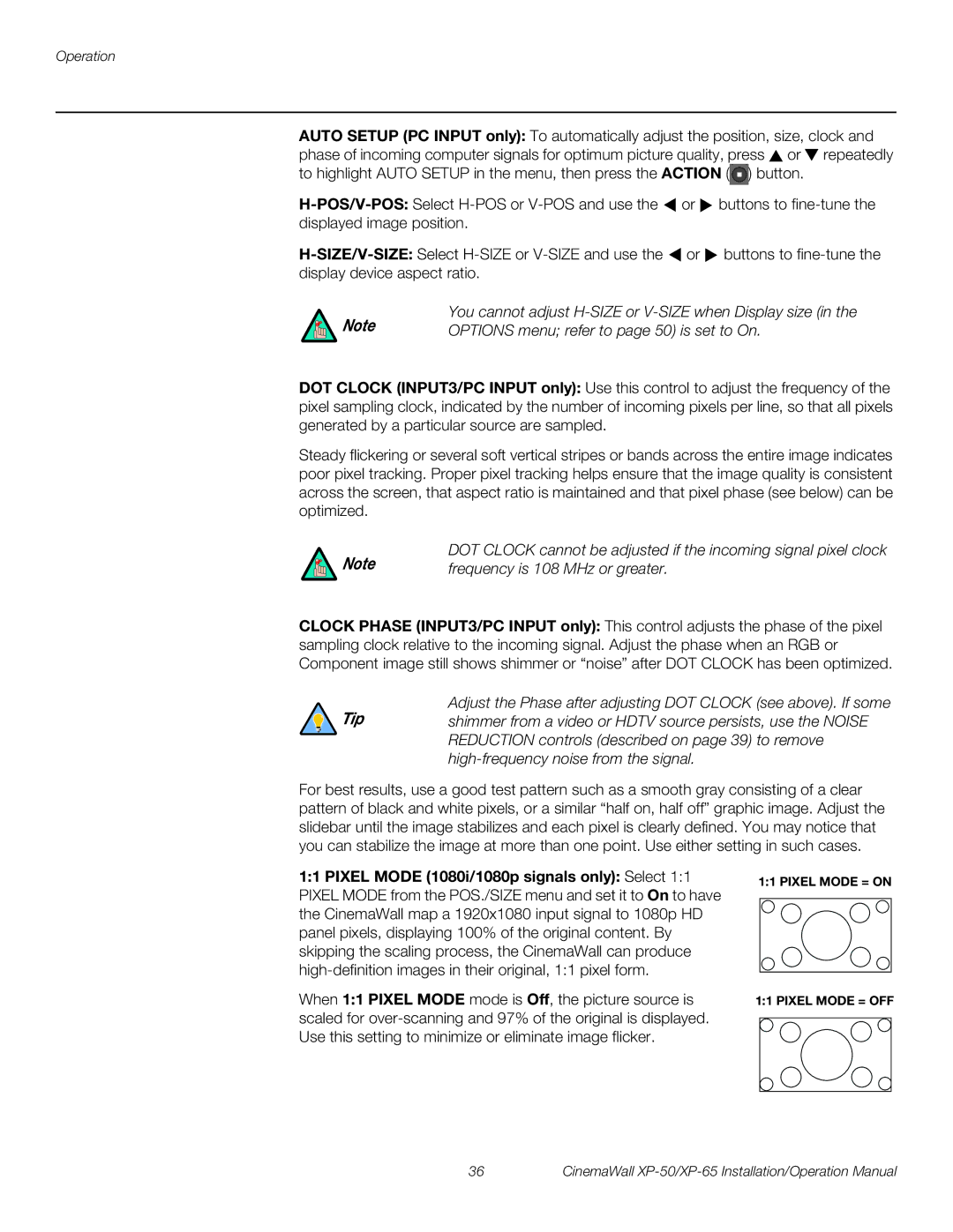 Runco XP-65, XP-50 operation manual Options menu refer to page 50 is set to On, Frequency is 108 MHz or greater 