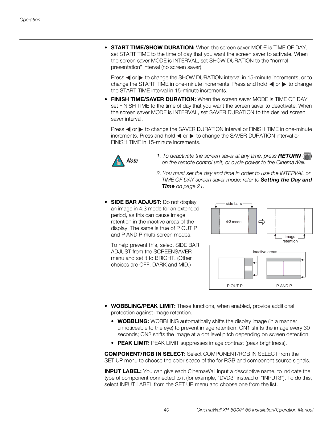 Runco XP-65, XP-50 operation manual On the remote control unit, or cycle power to the CinemaWall 