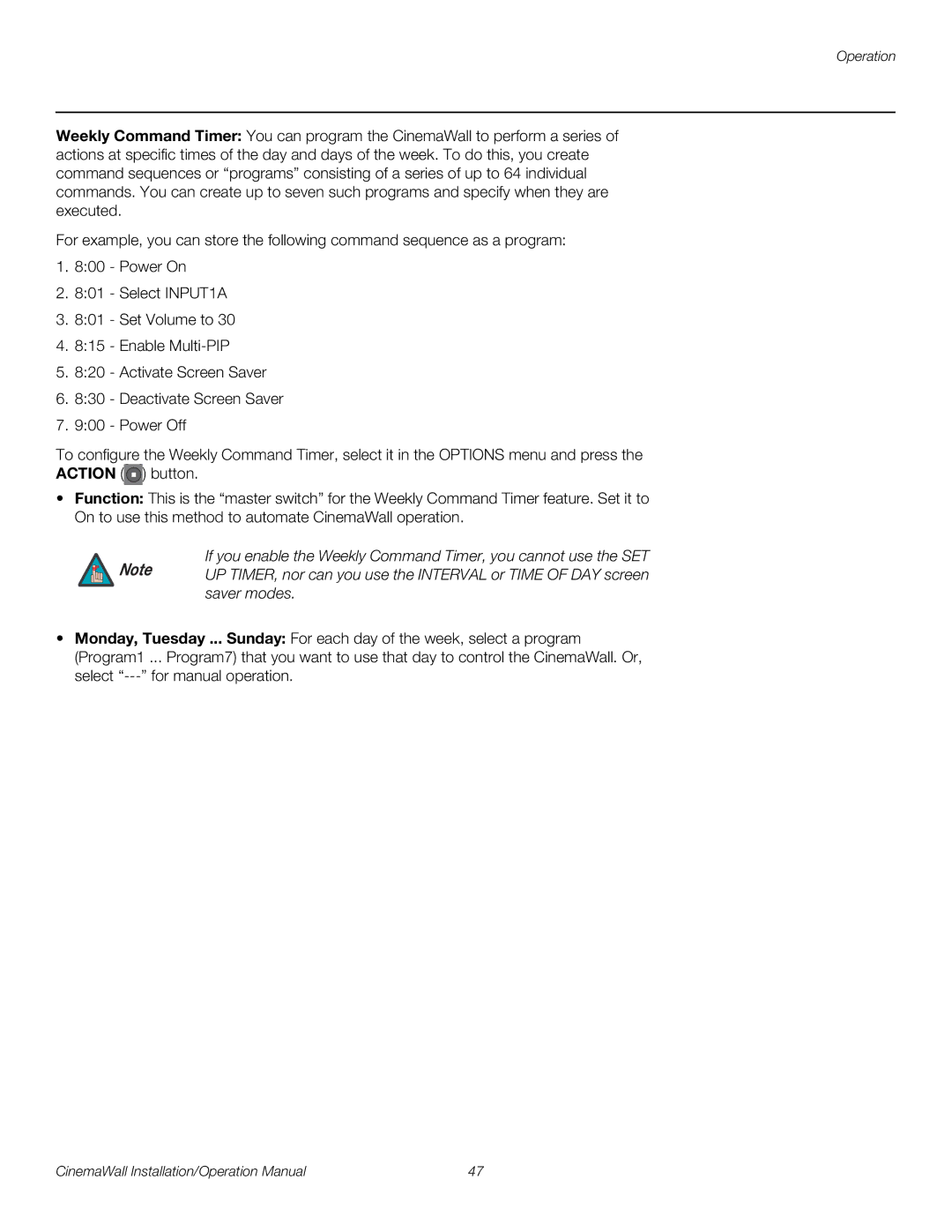 Runco XP-OPAL65, XP-OPAL50 operation manual Operation 