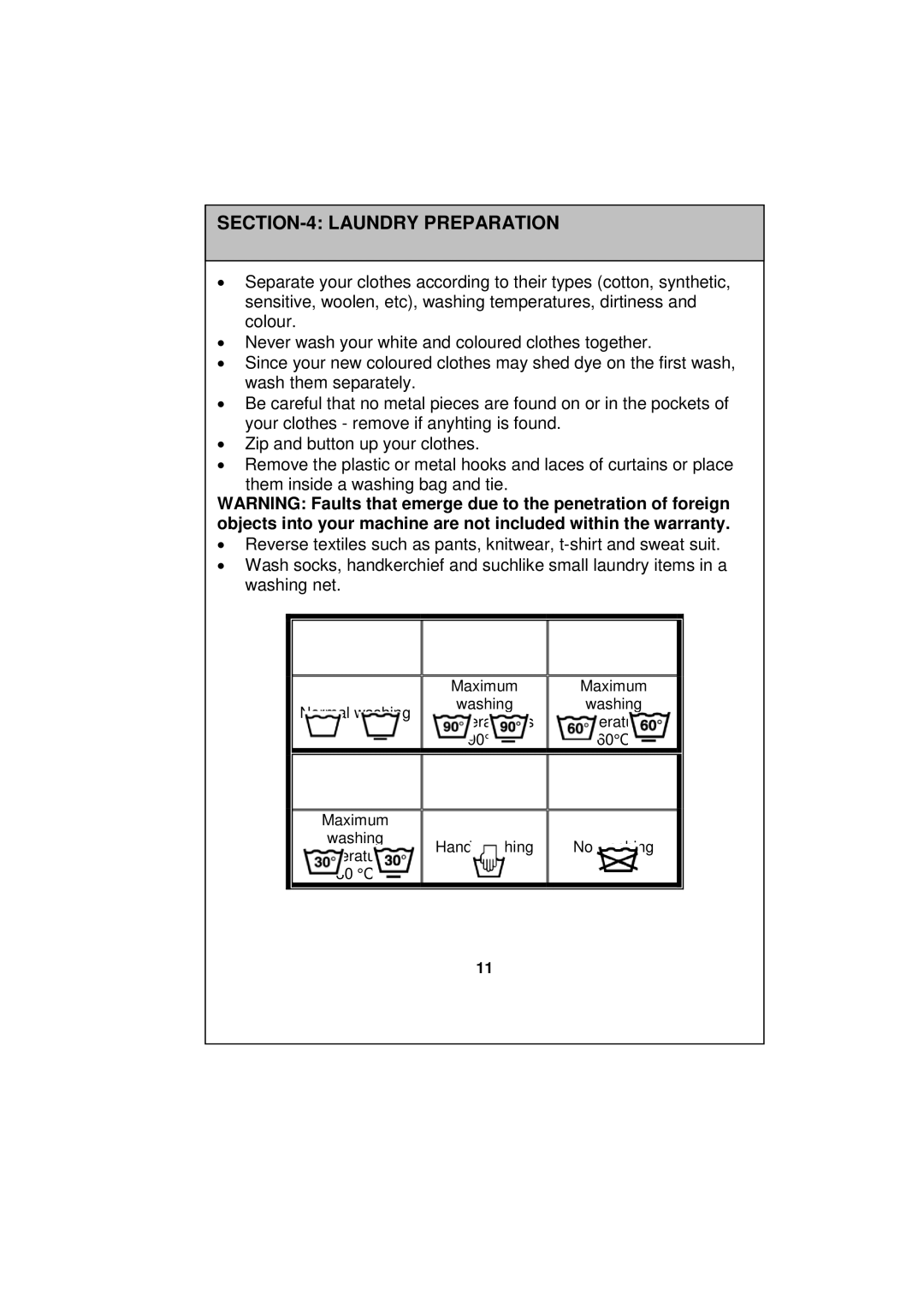 Russell Hobbs RH1247S, RH1247B, RH1247W instruction manual Laundry Preparation 