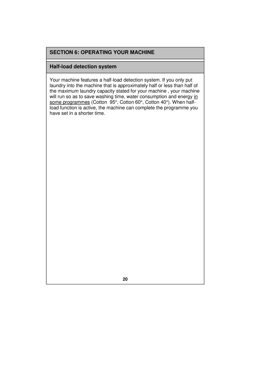 Russell Hobbs RH1247S, RH1247B, RH1247W instruction manual Half-load detection system 