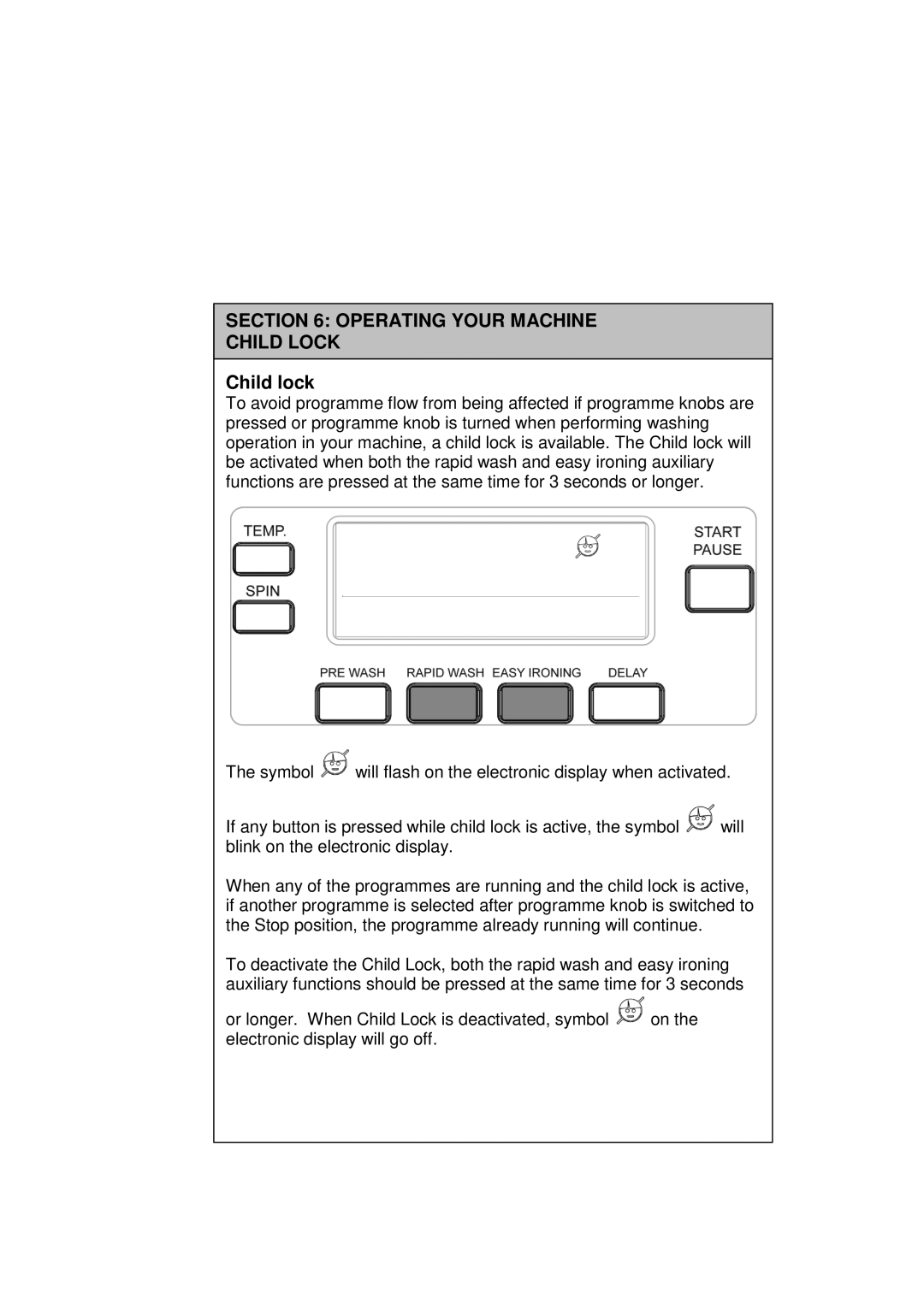 Russell Hobbs RH1247B, RH1247W, RH1247S instruction manual Operating Your Machine Child Lock, Child lock 