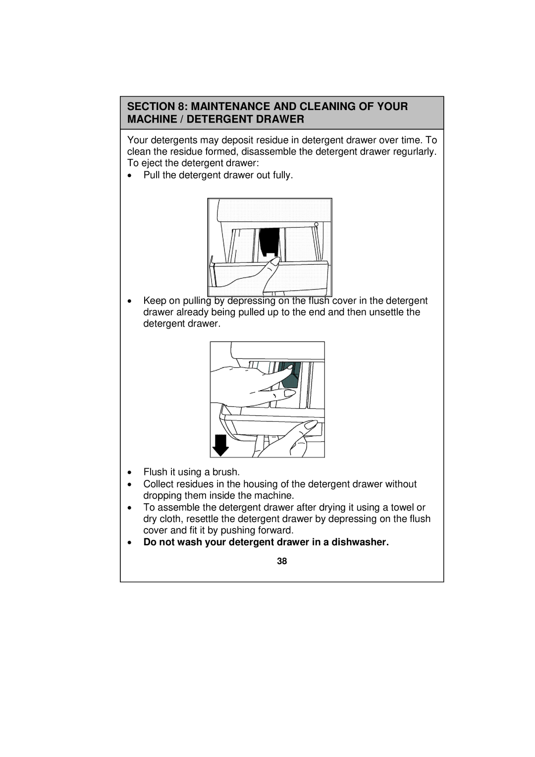 Russell Hobbs RH1247S, RH1247B, RH1247W instruction manual Maintenance and Cleaning of Your Machine / Detergent Drawer 