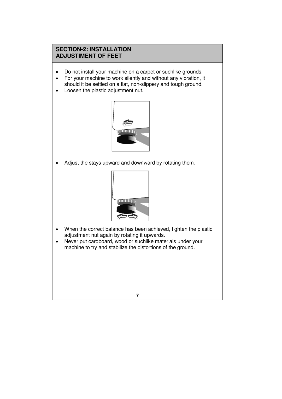 Russell Hobbs RH1247W, RH1247B, RH1247S instruction manual Installation Adjustiment of Feet 