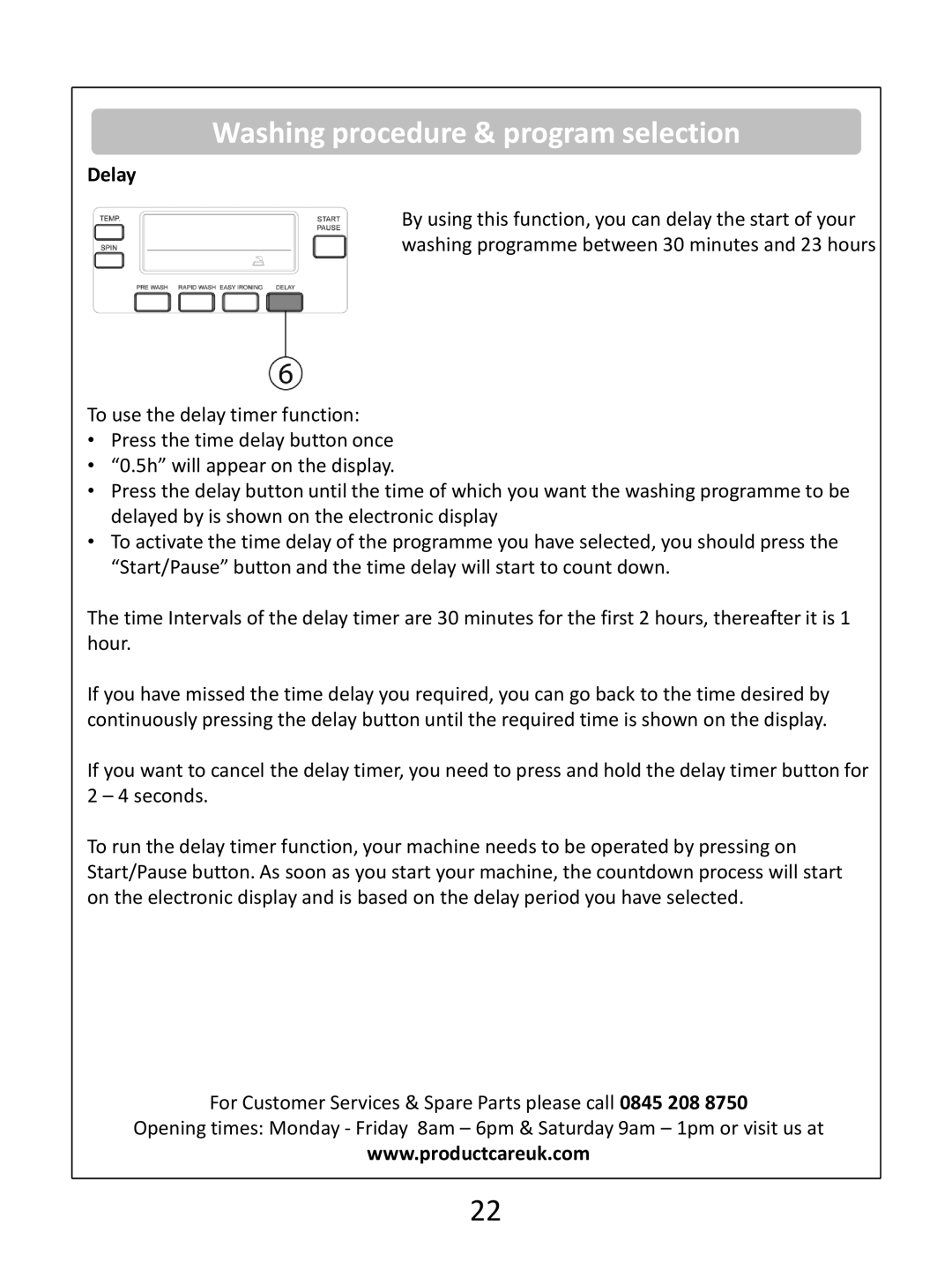 Russell Hobbs RH1250(TB)(TW)(RTG)(RTS) instruction manual Delay 