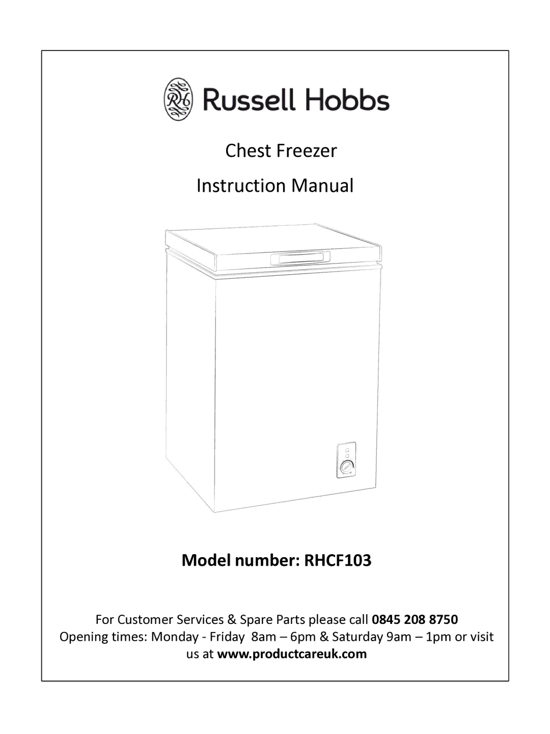 Russell Hobbs RHCF103 instruction manual Chest Freezer 