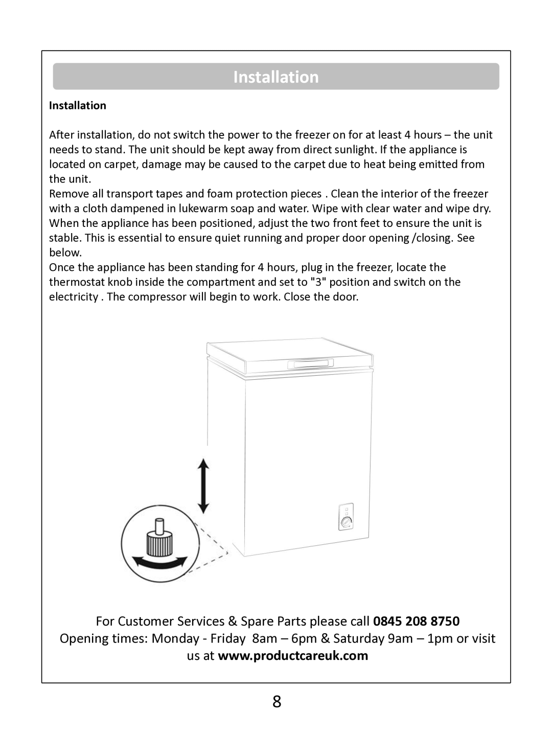 Russell Hobbs RHCF103 instruction manual Installation 