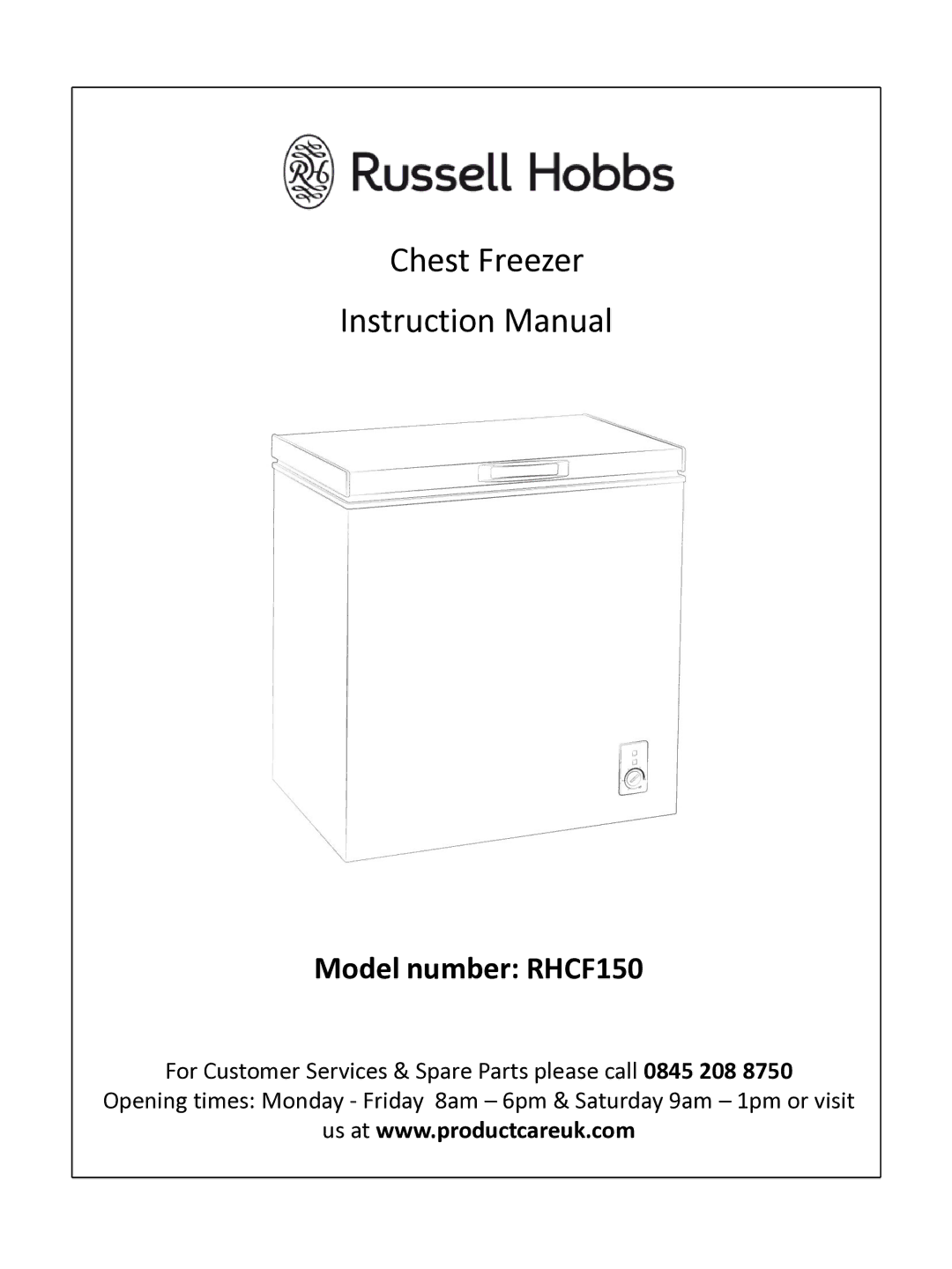 Russell Hobbs RHCF150 instruction manual Chest Freezer 