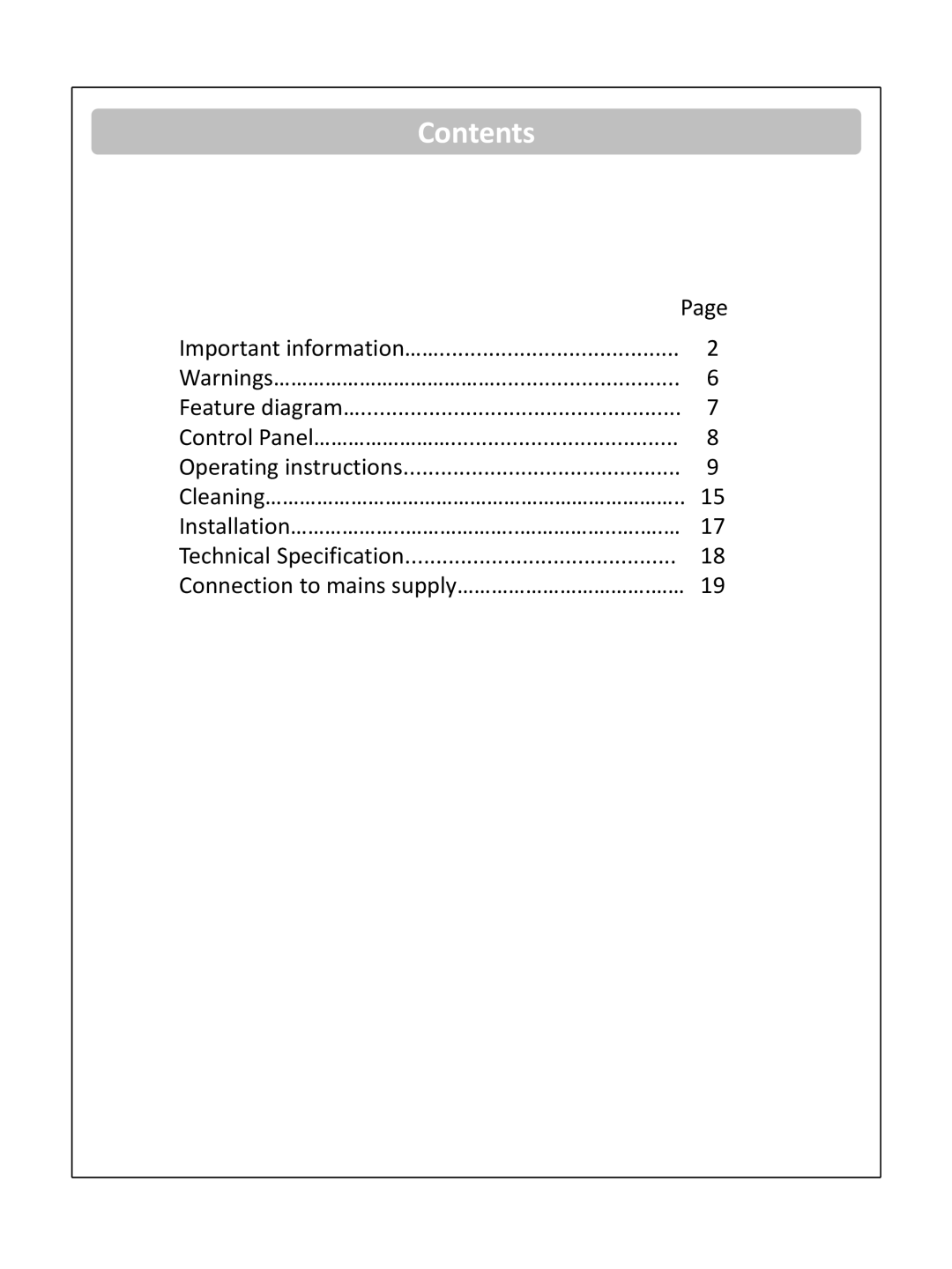 Russell Hobbs RHCTD200B instruction manual Contents 