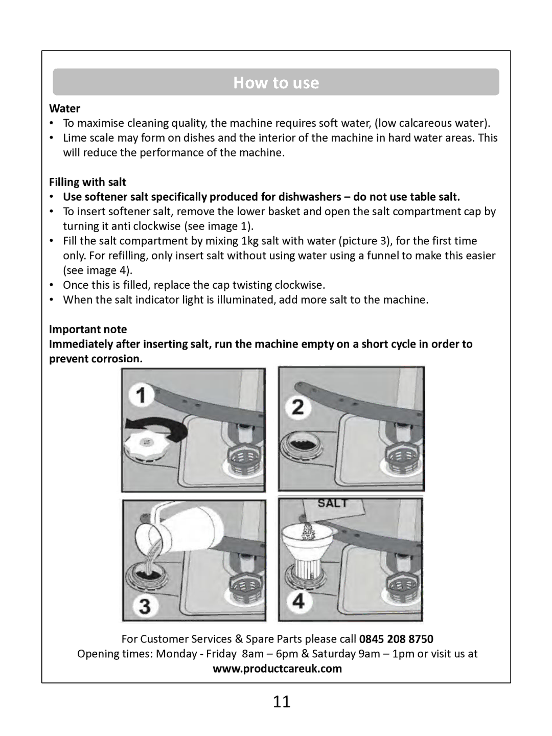 Russell Hobbs RHDW1 (B) (S) (G) instruction manual How to use, Water 