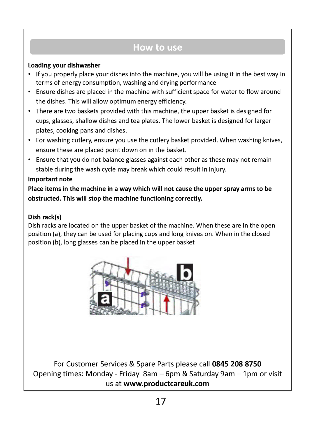 Russell Hobbs RHDW1 (B) (S) (G) instruction manual Loading your dishwasher 