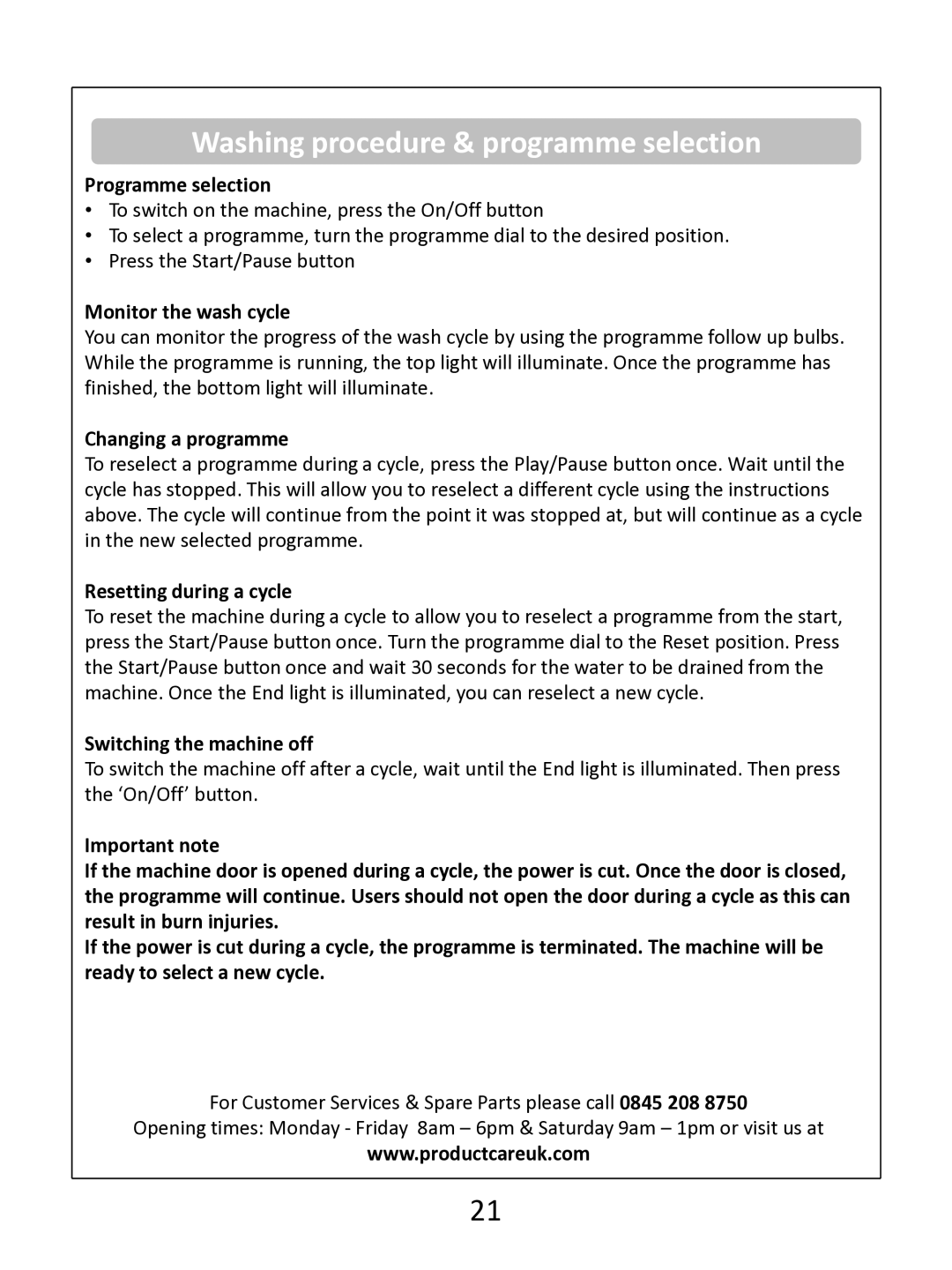 Russell Hobbs RHDW1 (B) (S) (G) instruction manual Programme selection, Monitor the wash cycle, Changing a programme 